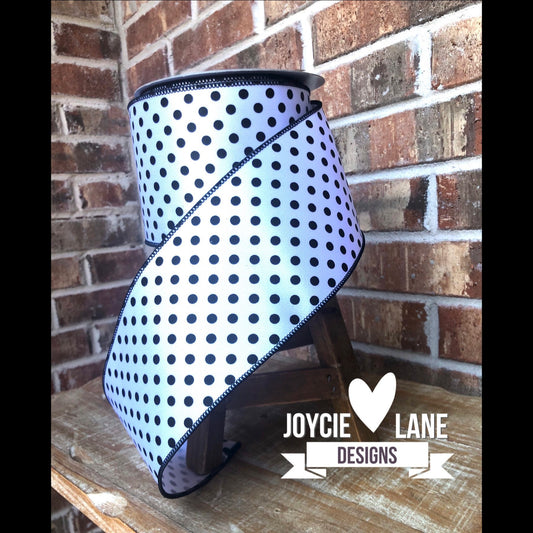 black and white polka dot ribbon, luxury ribbon, farrisilk ribbon