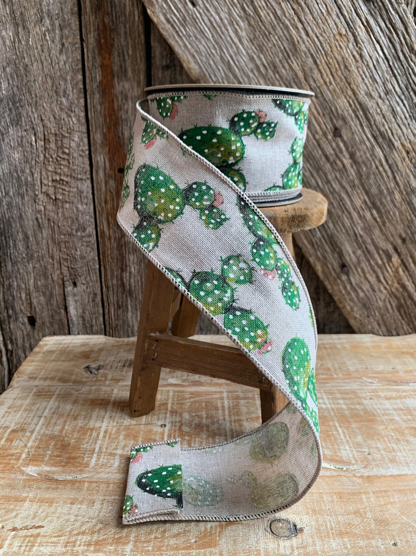 Cactus ribbon, summer ribbon, wired ribbon, d stevens ribbon, premium ribbon, wired ribbon, 2.5 inch ribbon, 10 yards, wreath ribbon, cactus
