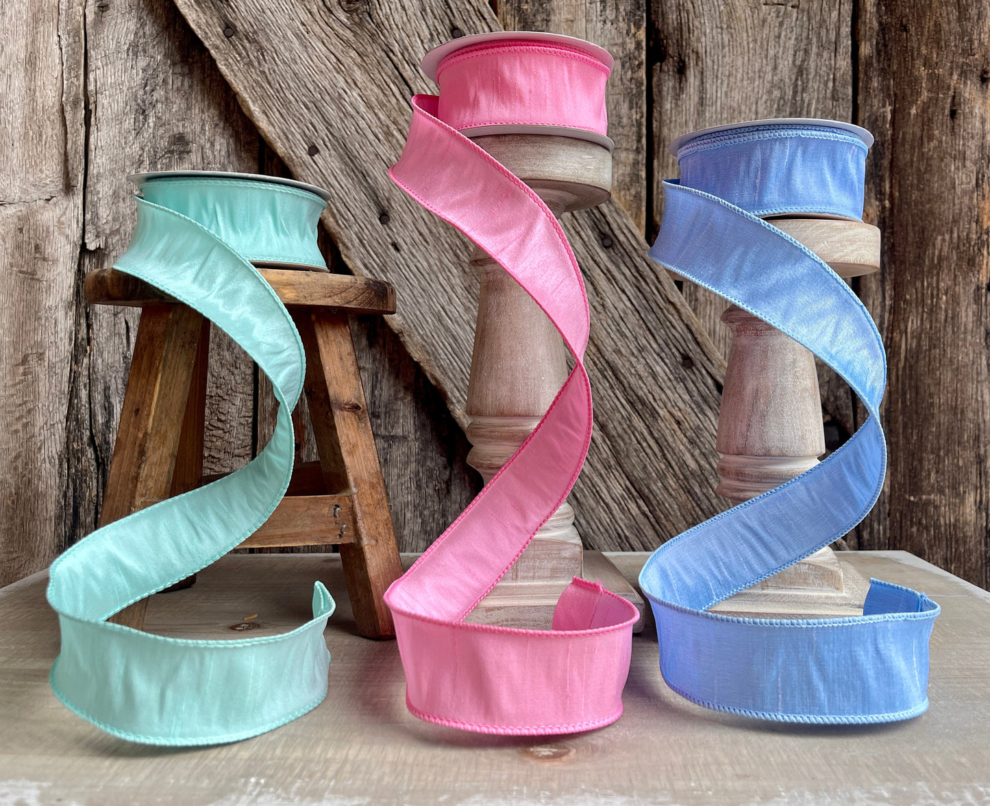 10 Yards, 1.5 inch dupioni ribbon, designer ribbon, spring ribbon, summer ribbon, wreath supply, floral supply, jewel tones