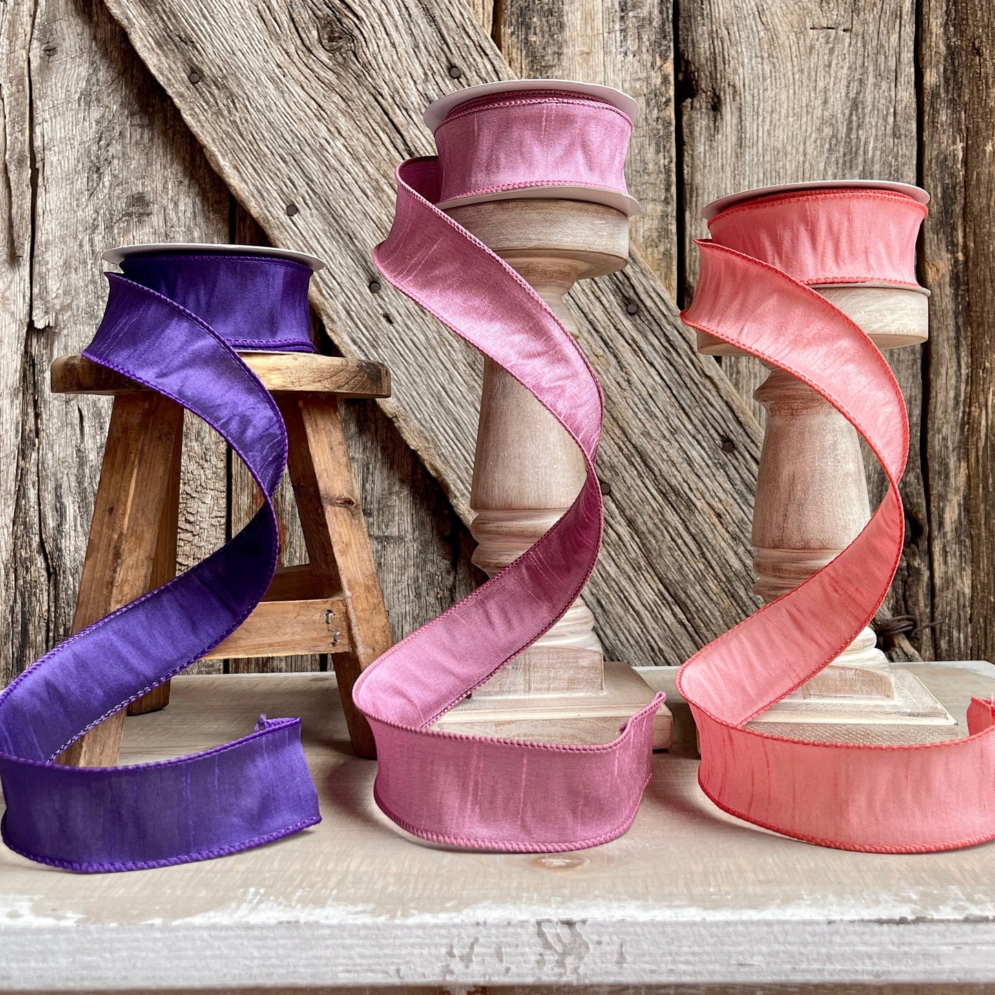 10 Yards, 1.5 inch dupioni ribbon, designer ribbon, spring ribbon, summer ribbon, wreath supply, floral supply, jewel tones