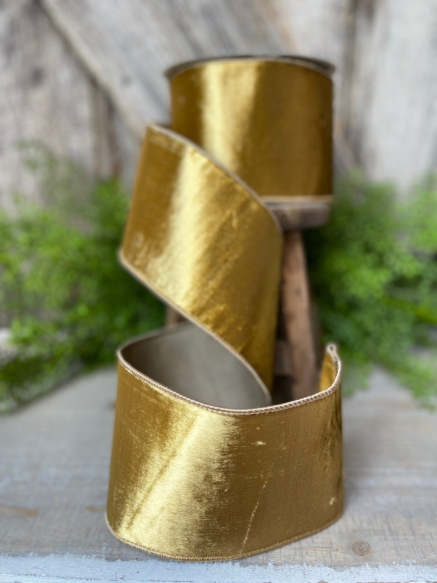 4" Gold velvet Ribbon, Farrisilk ribbon, Gold ribbon