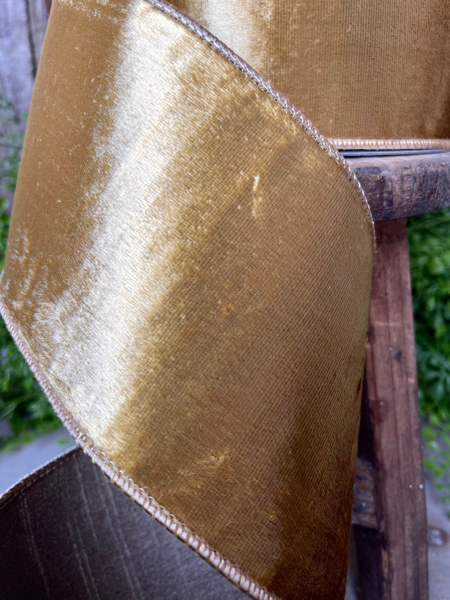 4" Gold velvet Ribbon, Farrisilk ribbon, Gold ribbon