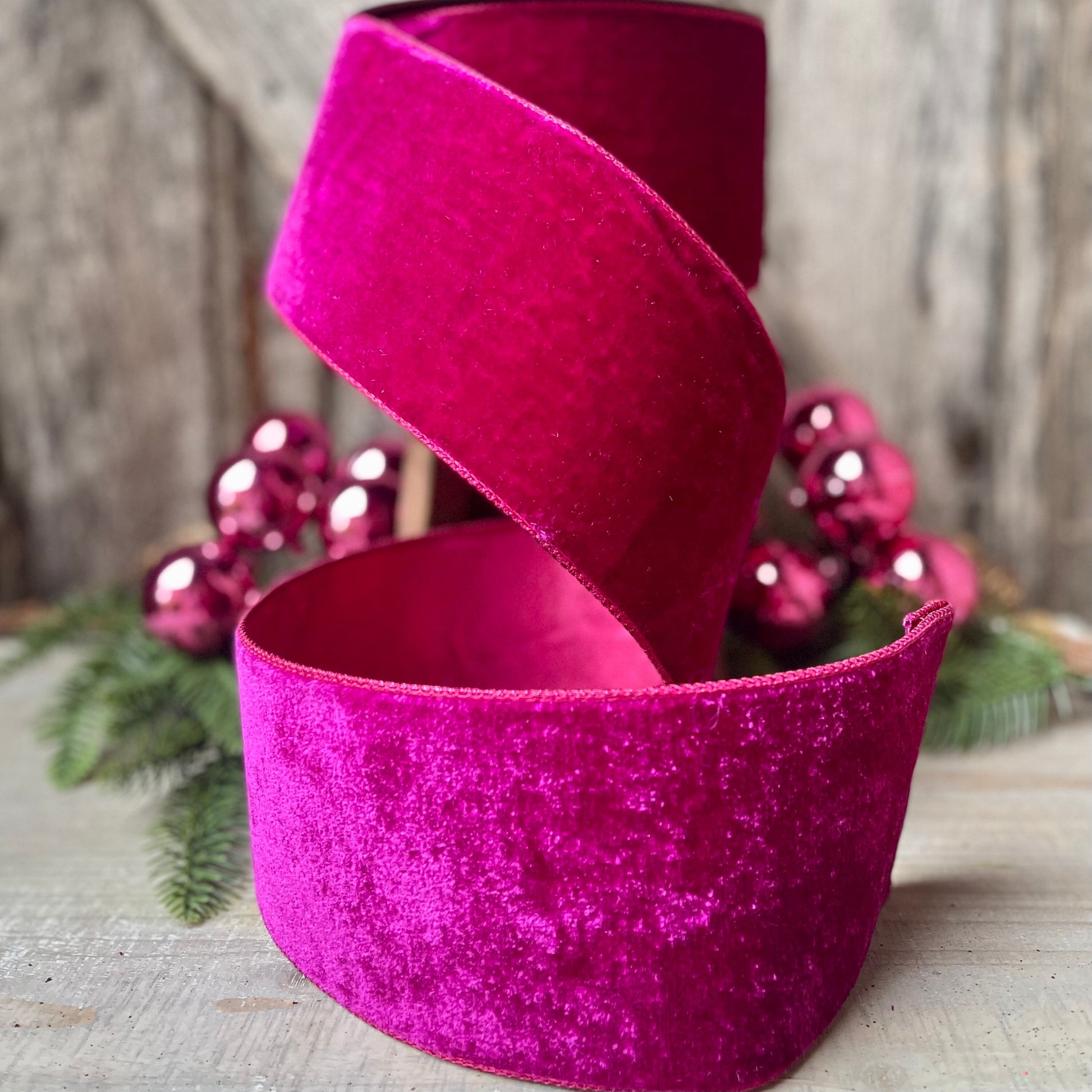 4" Hot Pink Velvet, Velvet Luster, Farrisilk Velvet