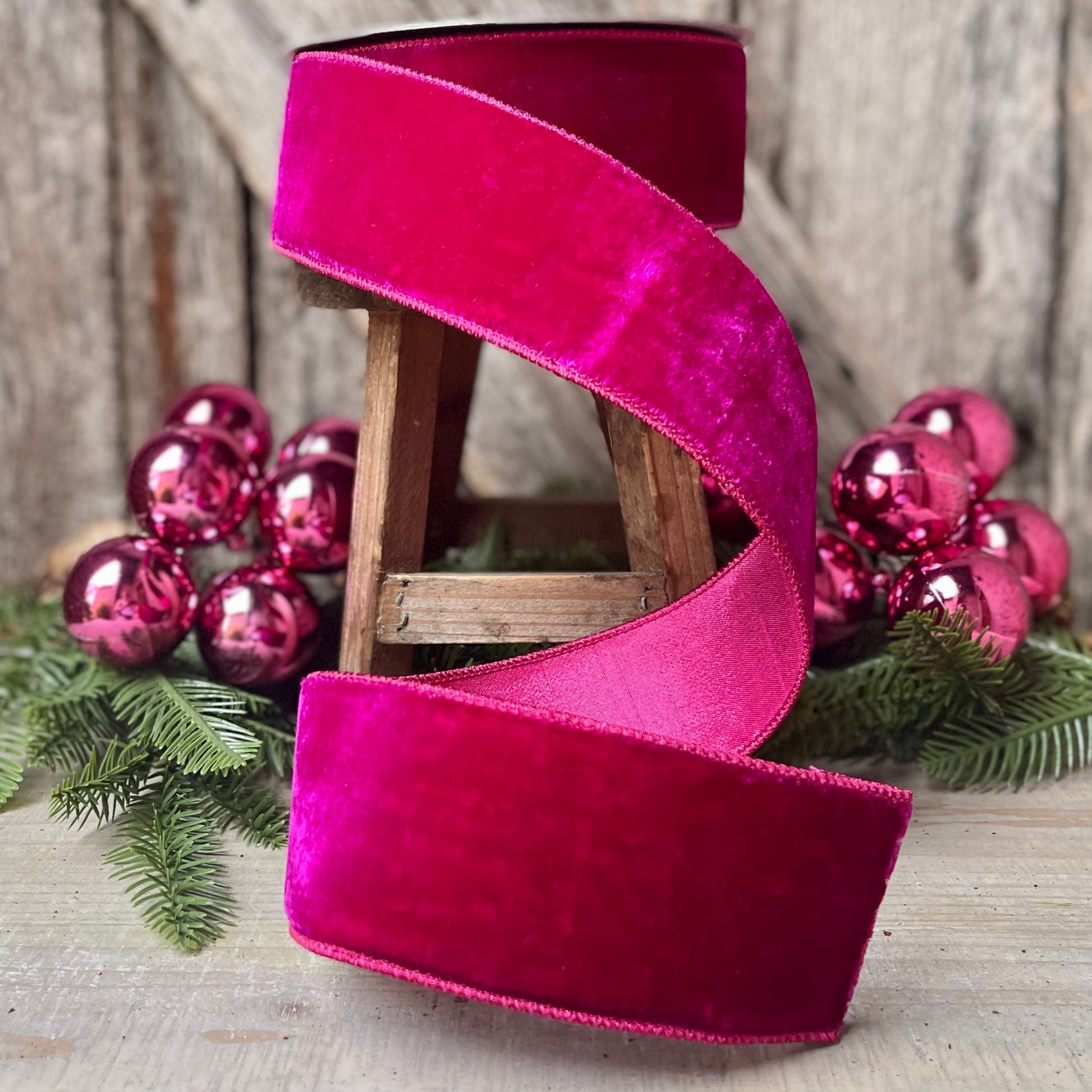 2.5" Hot Pink Velvet, Velvet Luster, Farrisilk Velvet