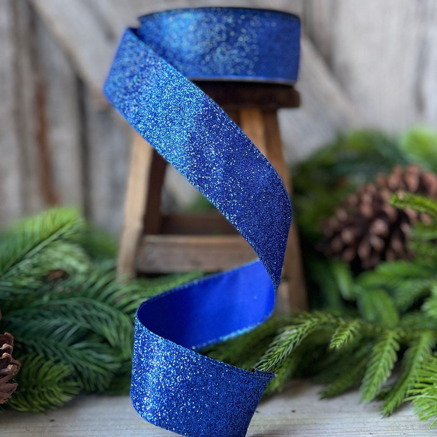 1.5" Royal Blue Diamond Dust ribbon, blue
