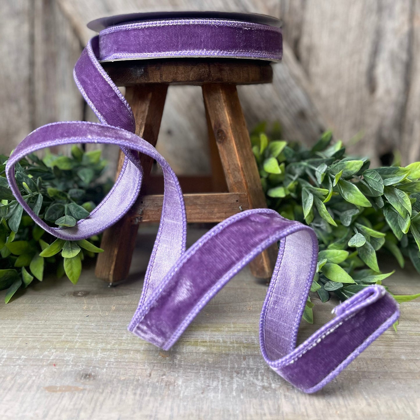 1" Violet Purple Velvet Ribbon, Farrisilk Wired Velvet Ribbon, Christmas Velvet Ribbon
