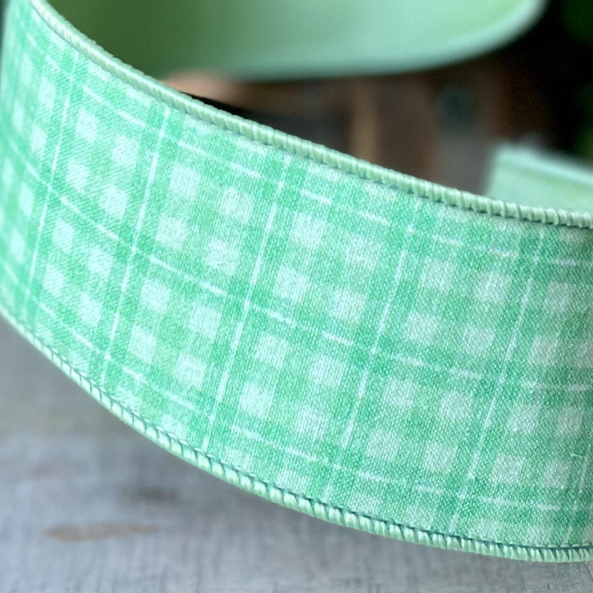 2.5" Green Picnic Plaid by Farrisilk, Green wired Ribbon, Easter Ribbon, Summer Ribbon, Craft Supplies, Green Plaid Ribbon, spring ribbon