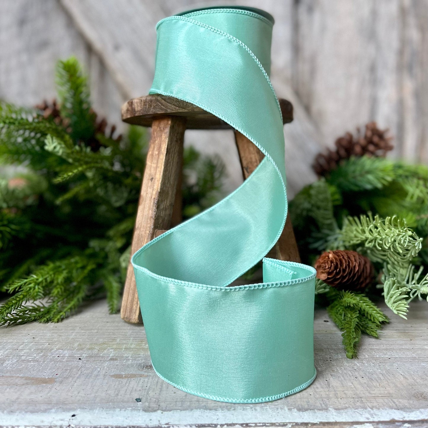 2.5" Aqua Wired Ribbon, Aqua Ribbon, Wired Ribbon, Spring Ribbon, Summer Ribbon, Pastel Ribbon, Seasonal Decor Ribbon