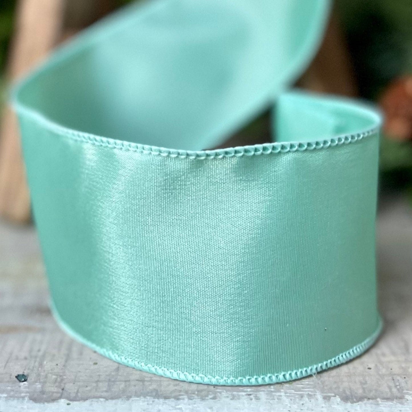 2.5" Aqua Wired Ribbon, Aqua Ribbon, Wired Ribbon, Spring Ribbon, Summer Ribbon, Pastel Ribbon, Seasonal Decor Ribbon