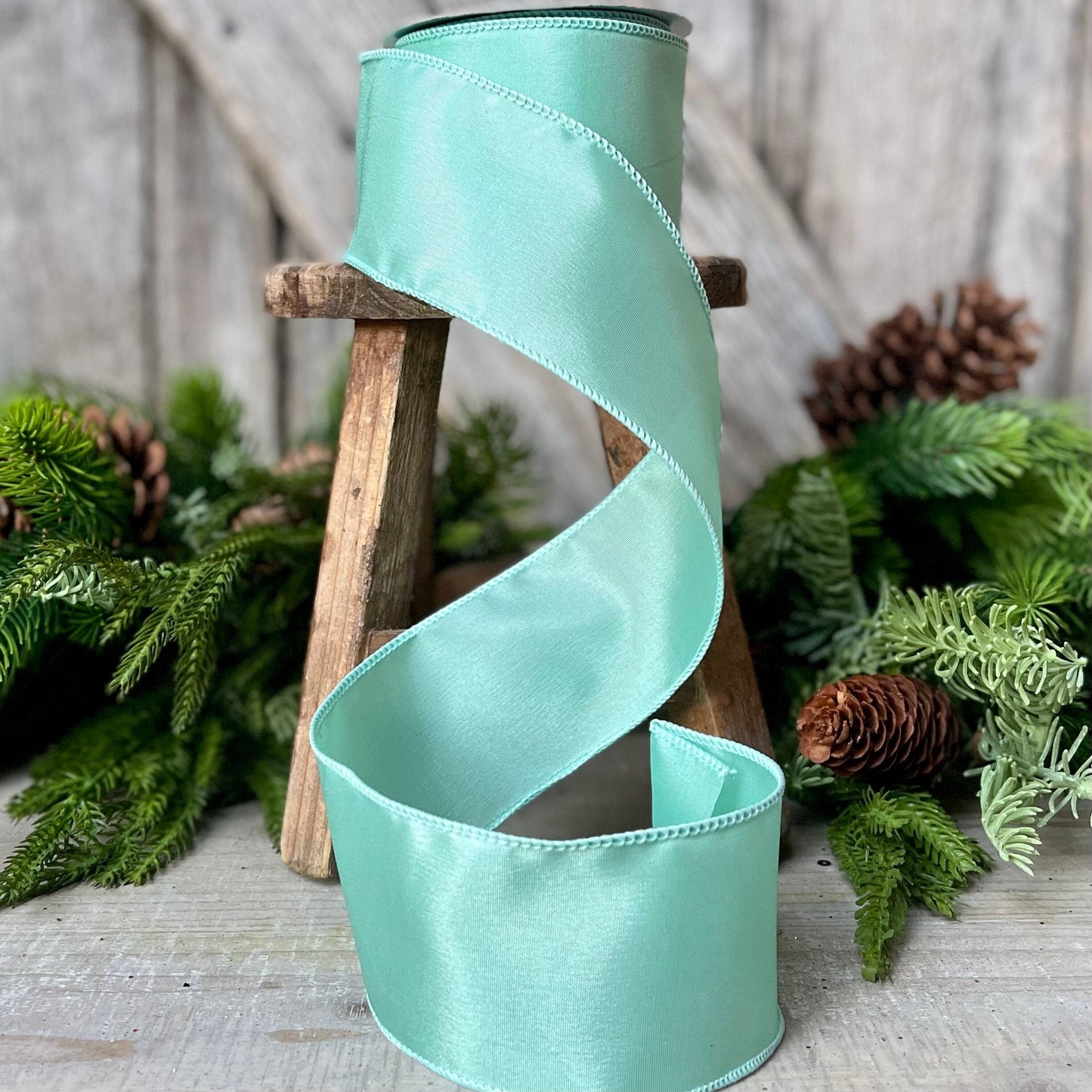 2.5" Aqua Wired Ribbon, Aqua Ribbon, Wired Ribbon, Spring Ribbon, Summer Ribbon, Pastel Ribbon, Seasonal Decor Ribbon