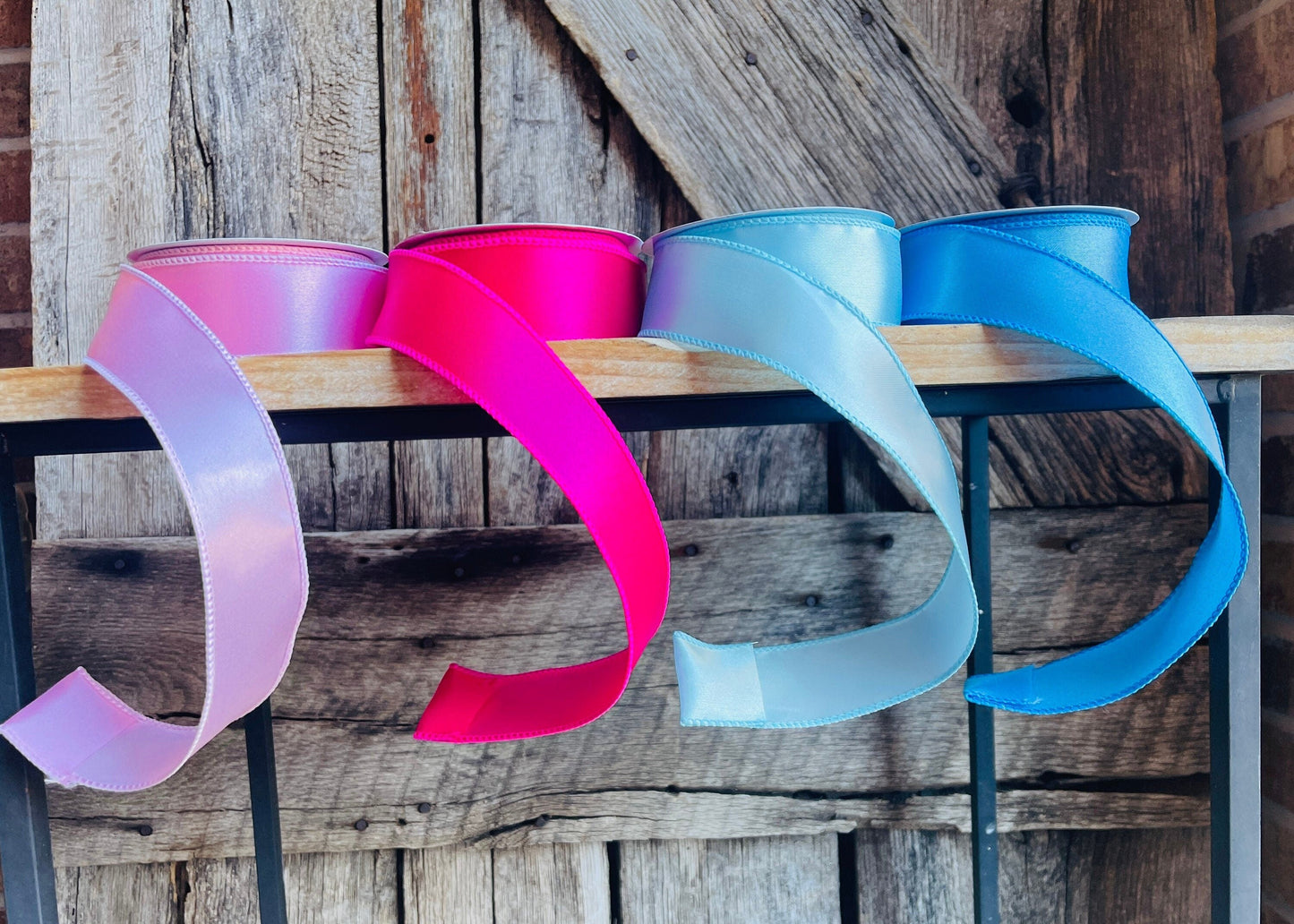 1.5” wired ribbon, satin ribbon, blue ribbon, prom ribbon, wreath supply