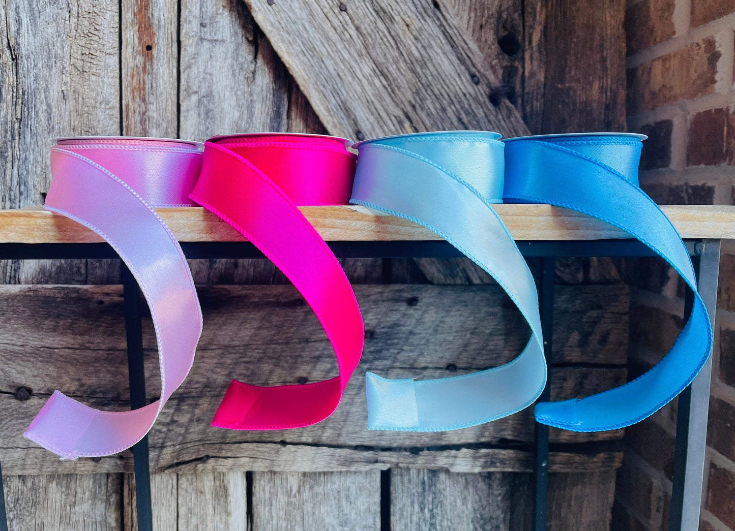 1.5” wired ribbon, satin ribbon, blue ribbon, prom ribbon, wreath supply