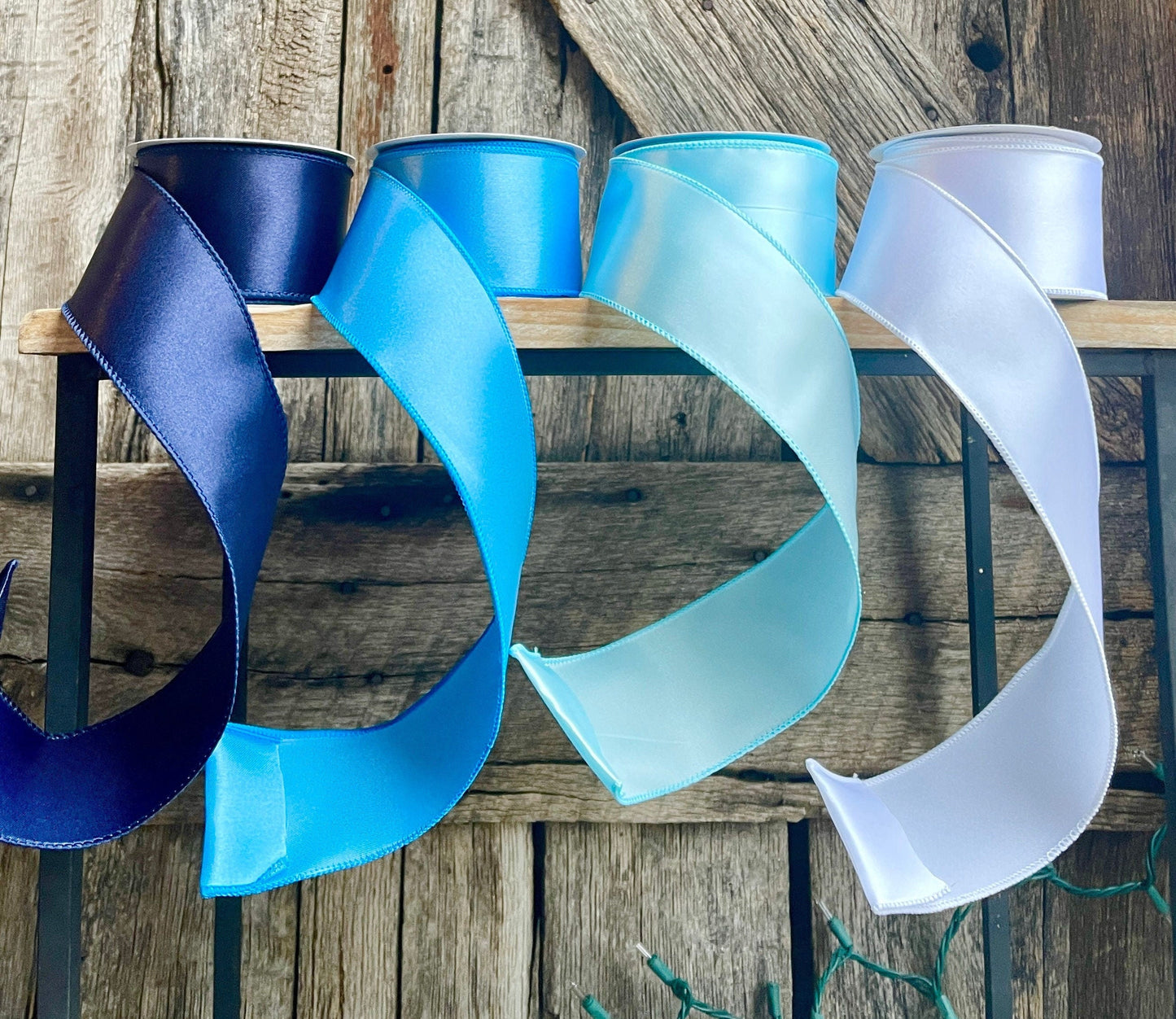 Wired ribbon, blue ribbon, spring ribbon, 2.5 inch ribbon, luxury ribbon, blue ombré ribbon, spring ribbon, satin ribbon, wreath supply
