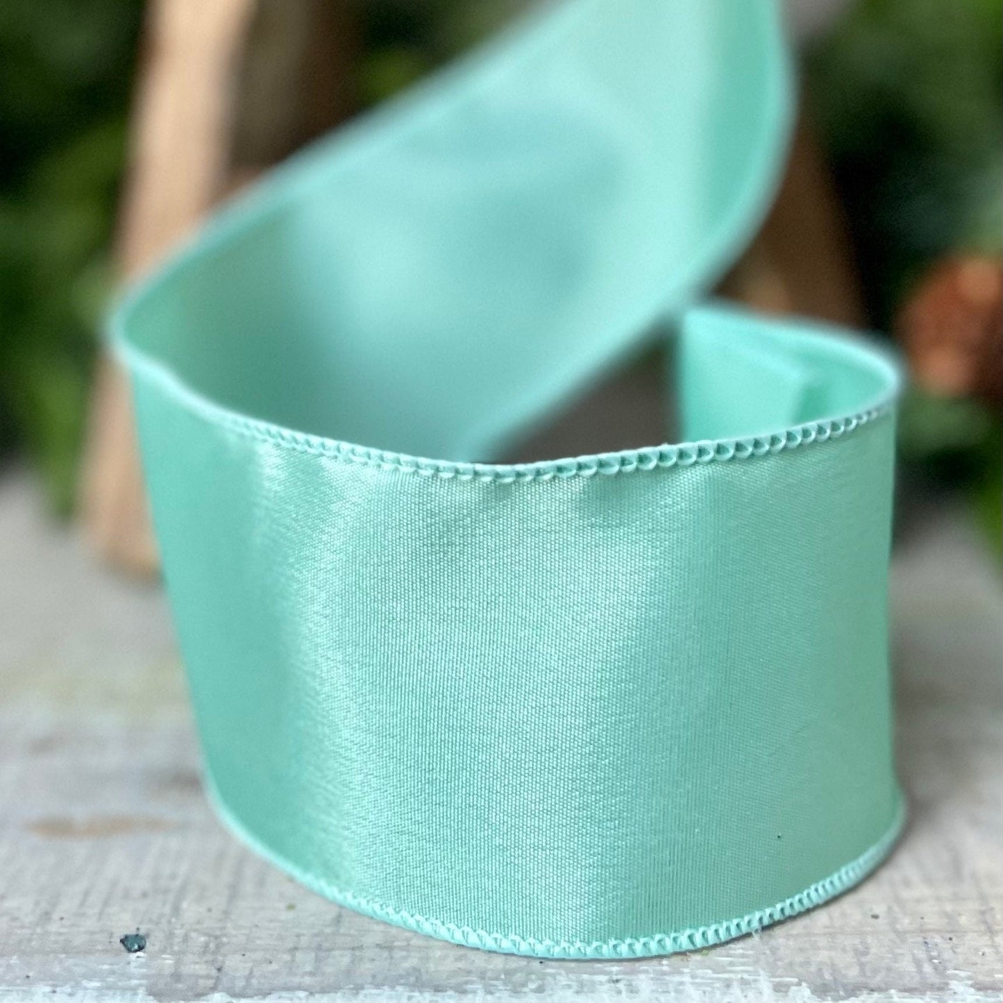 2.5" Aqua Wired Ribbon, Aqua Ribbon, Wired Ribbon, Spring Ribbon, Summer Ribbon, Pastel Ribbon, Seasonal Decor Ribbon