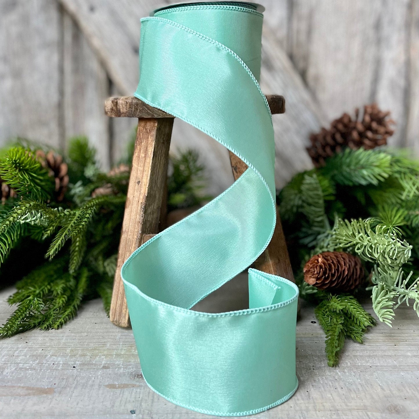 2.5" Aqua Wired Ribbon, Aqua Ribbon, Wired Ribbon, Spring Ribbon, Summer Ribbon, Pastel Ribbon, Seasonal Decor Ribbon