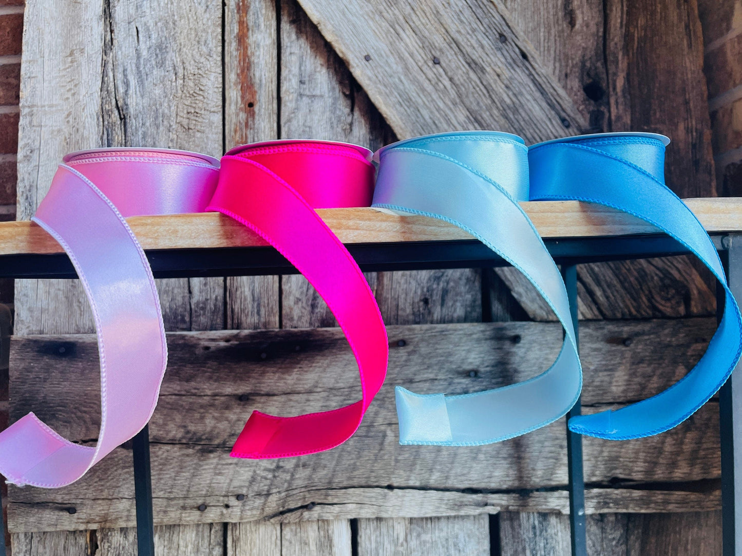 1.5” wired ribbon, satin ribbon, blue ribbon, prom ribbon, wreath supply