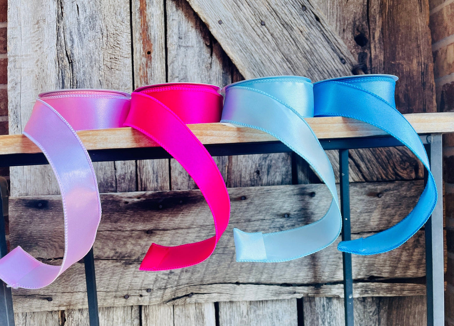1.5” wired ribbon, satin ribbon, blue ribbon, prom ribbon, wreath supply