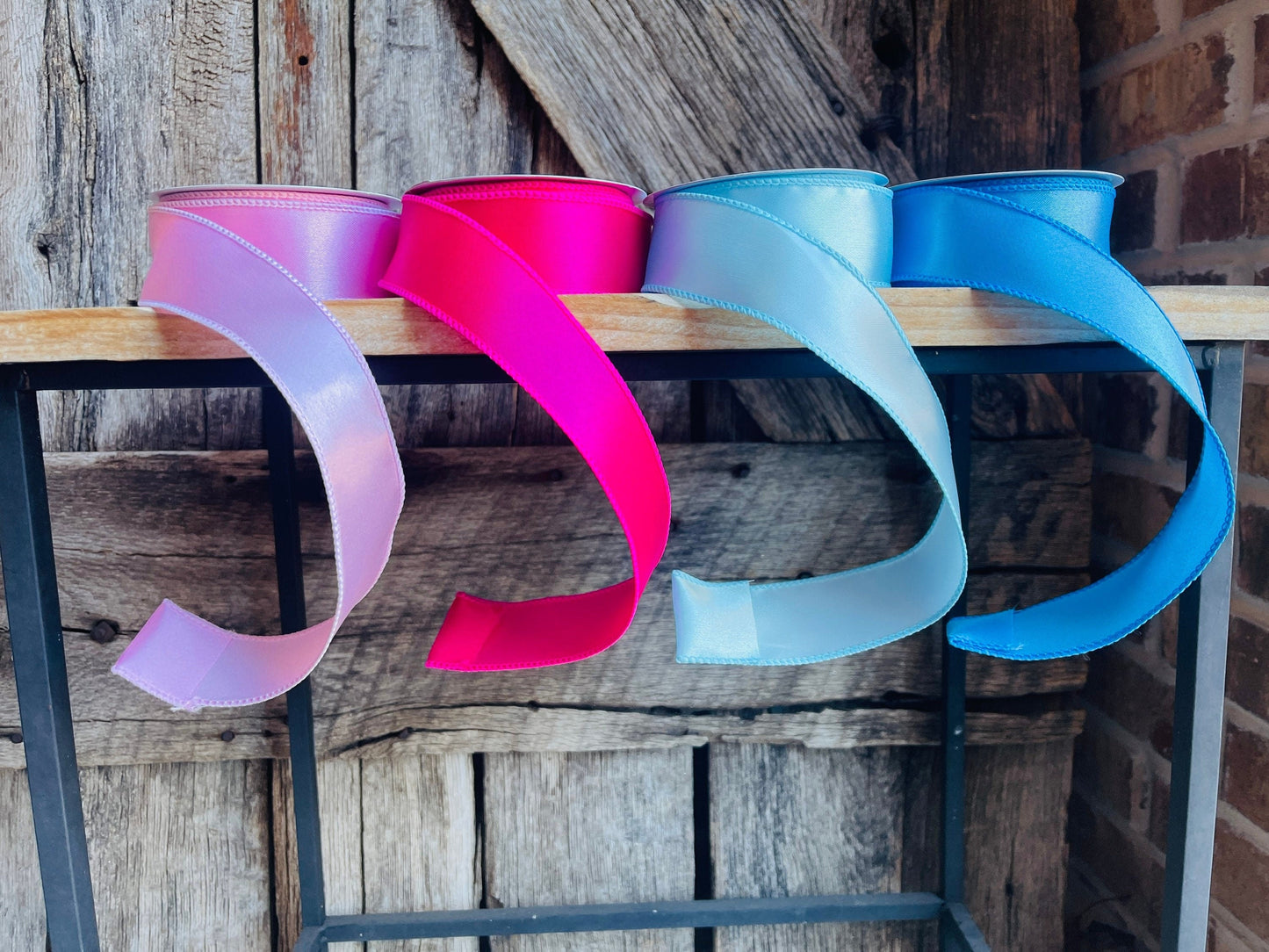 1.5” wired ribbon, satin ribbon, blue ribbon, prom ribbon, wreath supply