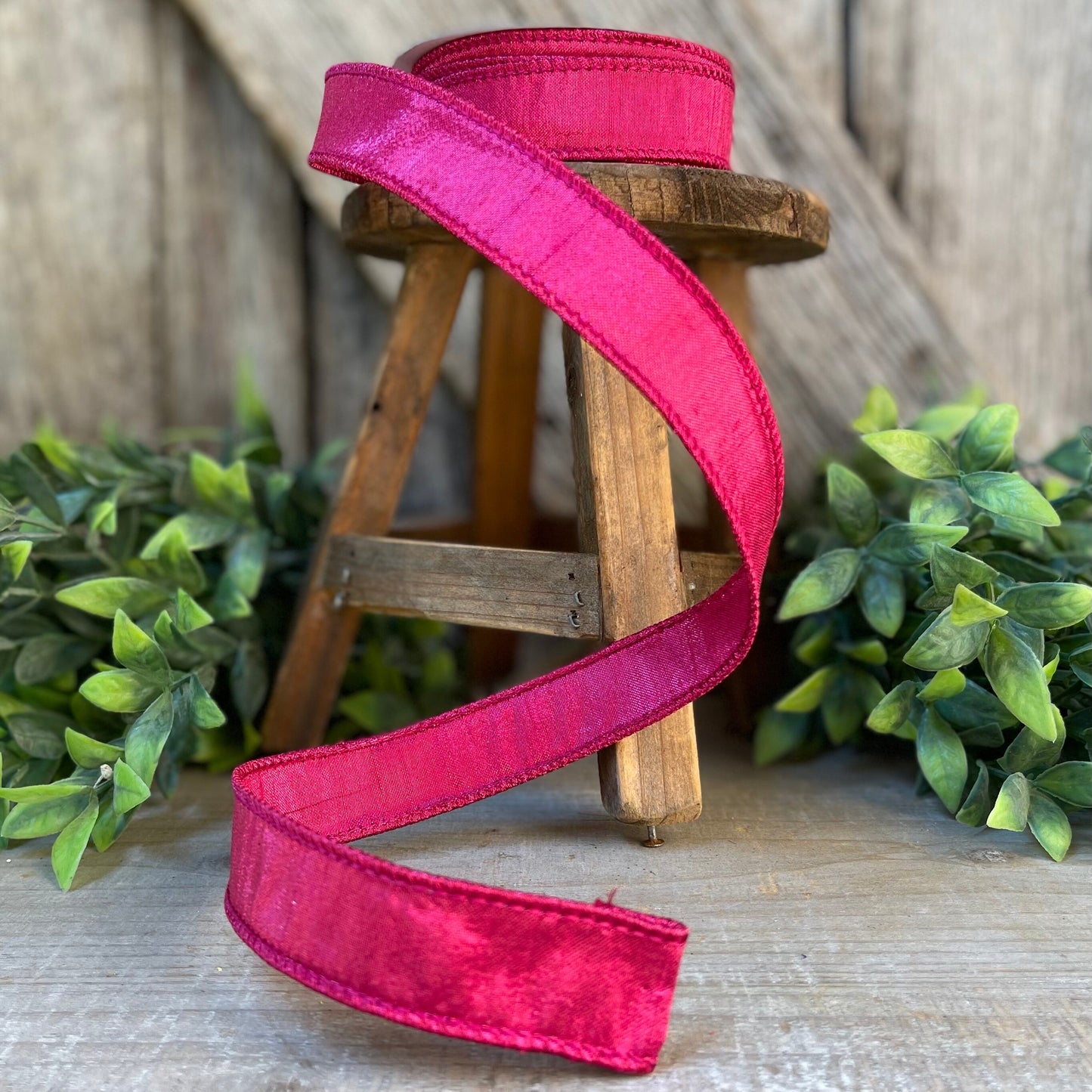 1" Hot Pink Luster Ribbon, wired Ribbon