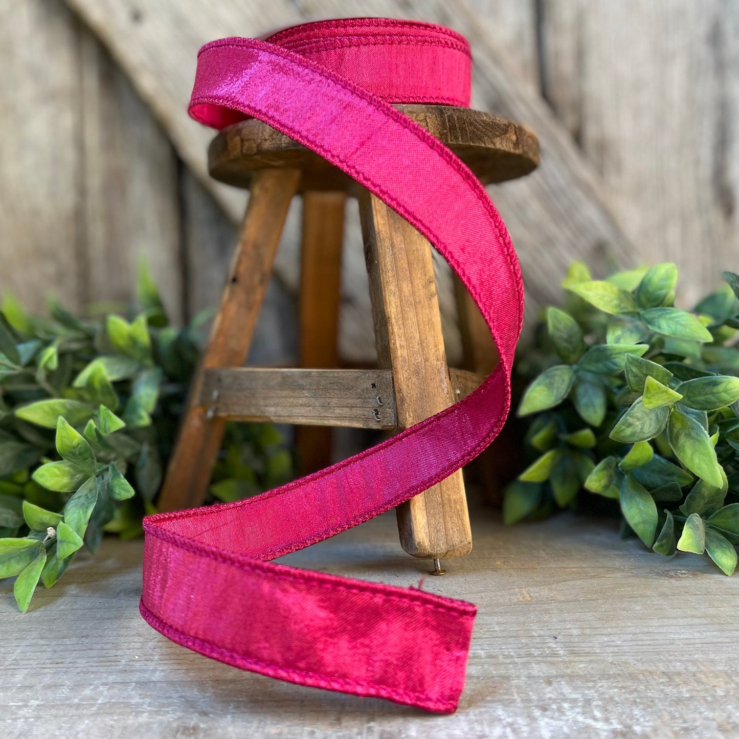 1" Hot Pink Luster Ribbon, wired Ribbon