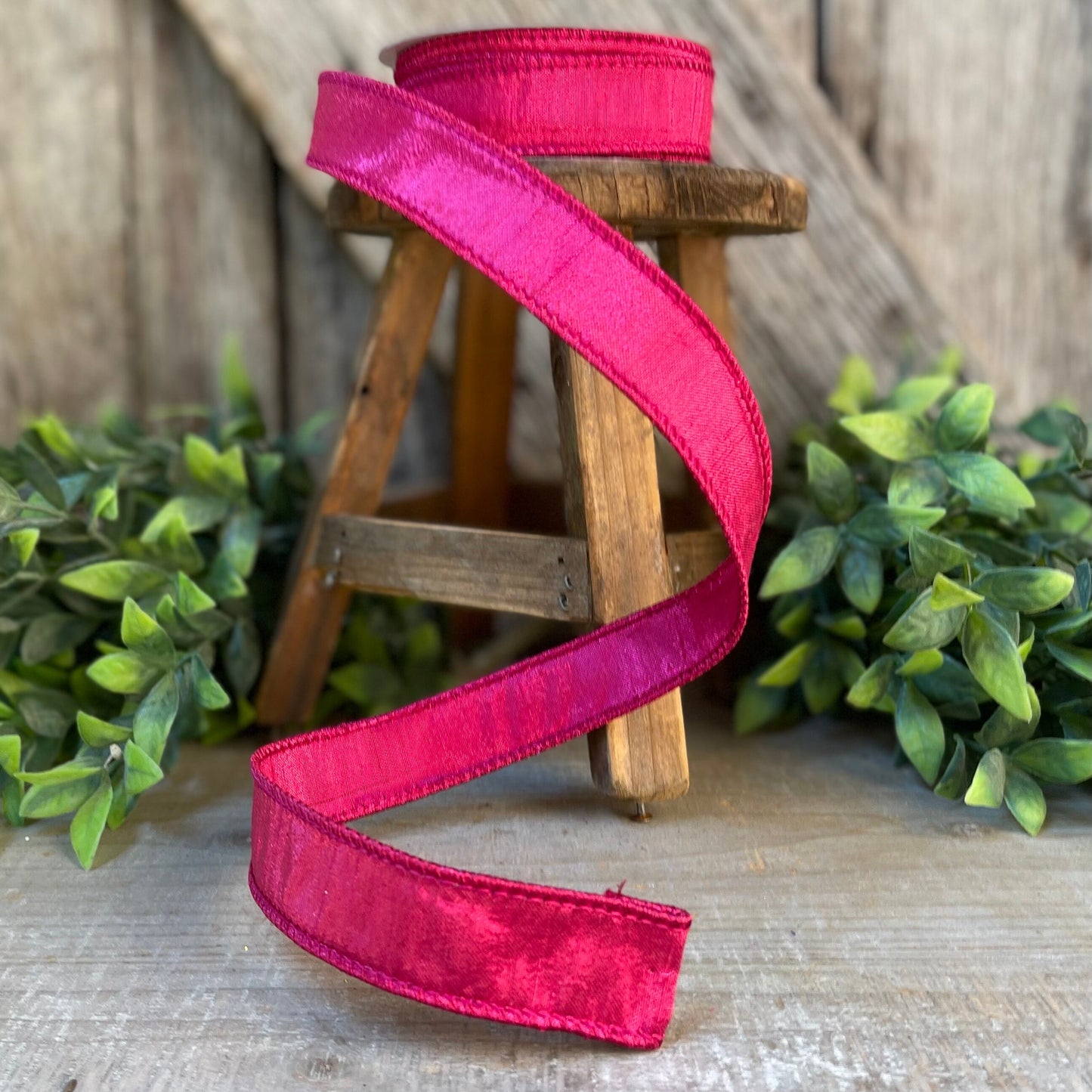 1" Hot Pink Luster Ribbon, wired Ribbon