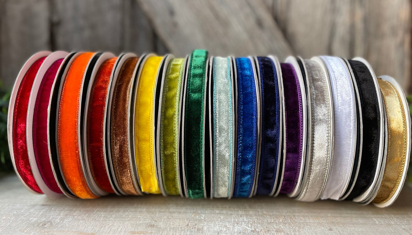 Farrisilk 3/4" Velvet Ribbon, Farrisilk Velvet Luster RIbbon, .75" Velvet Ribbon