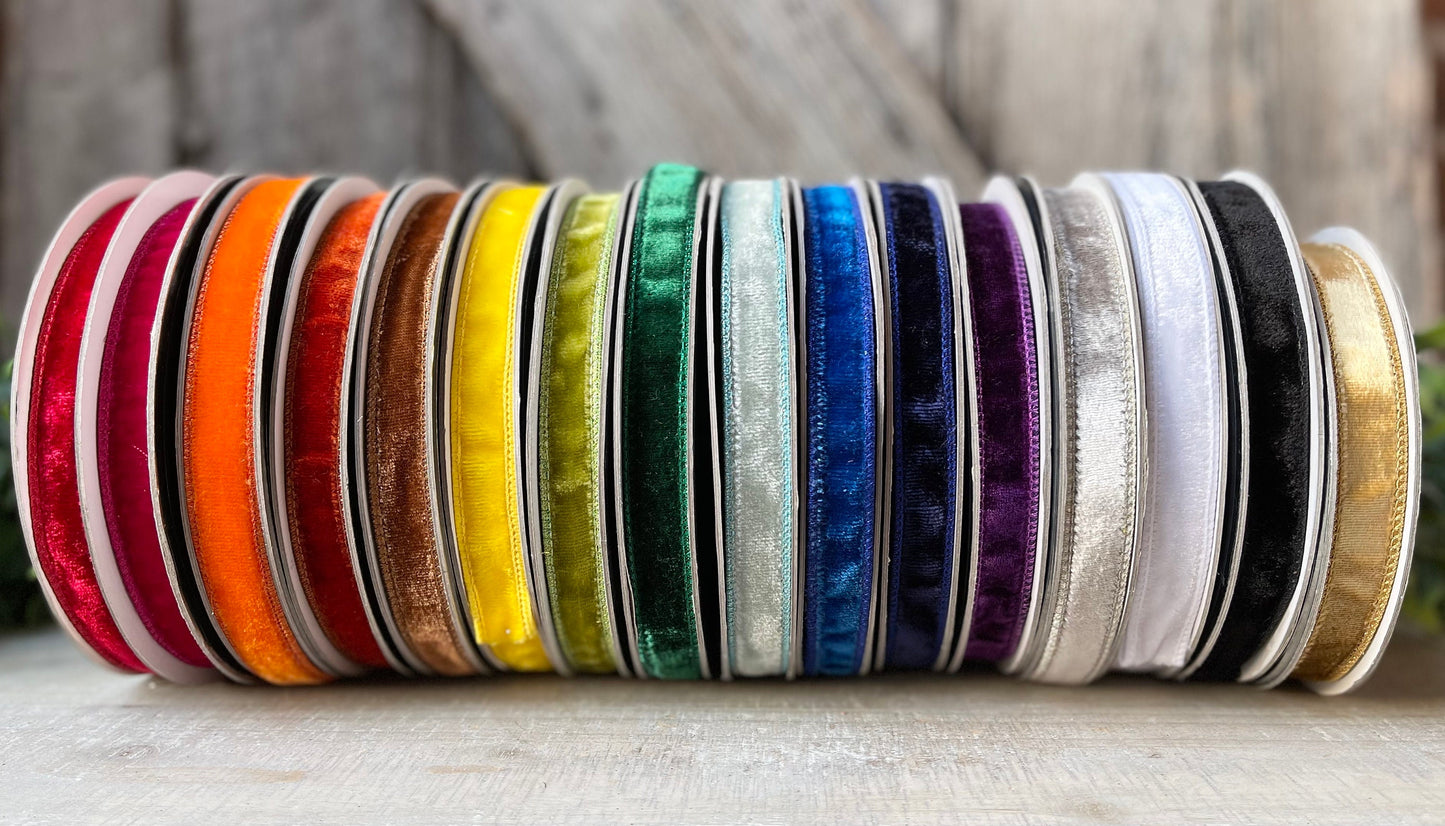 Farrisilk 3/4" Velvet Ribbon, Farrisilk Velvet Luster RIbbon, .75" Velvet Ribbon