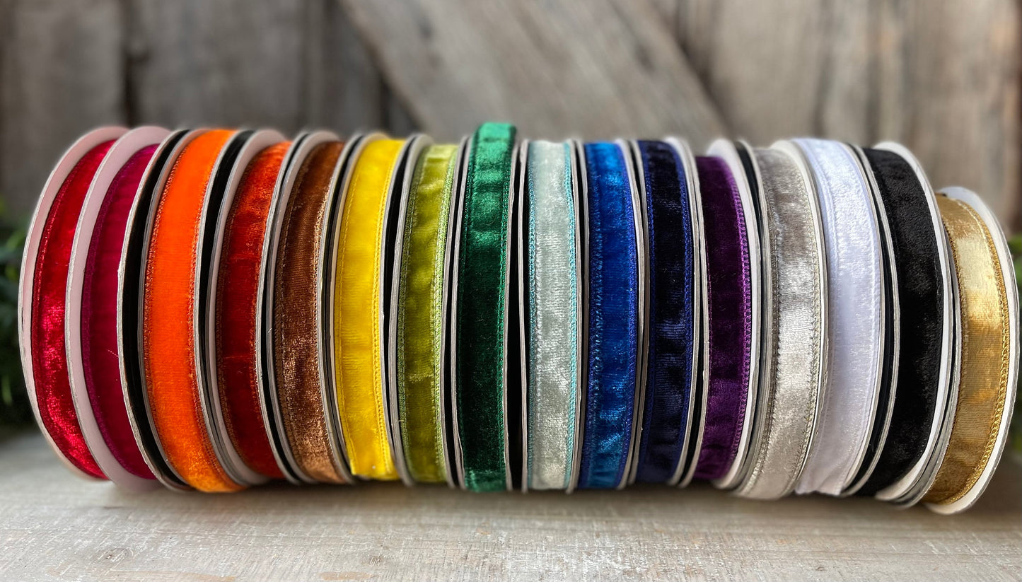 Farrisilk 3/4" Velvet Ribbon, Farrisilk Velvet Luster RIbbon, .75" Velvet Ribbon
