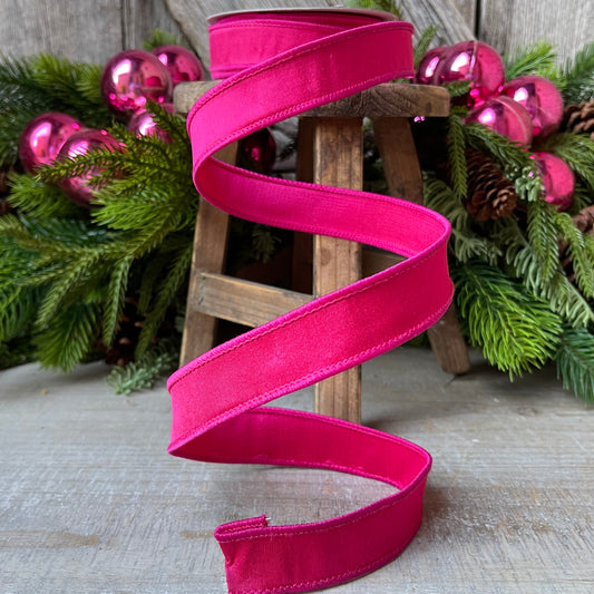 1" Hot Pink Taffeta Wired Ribbon, Farrisilk Ribbon, 1 inch ribbon