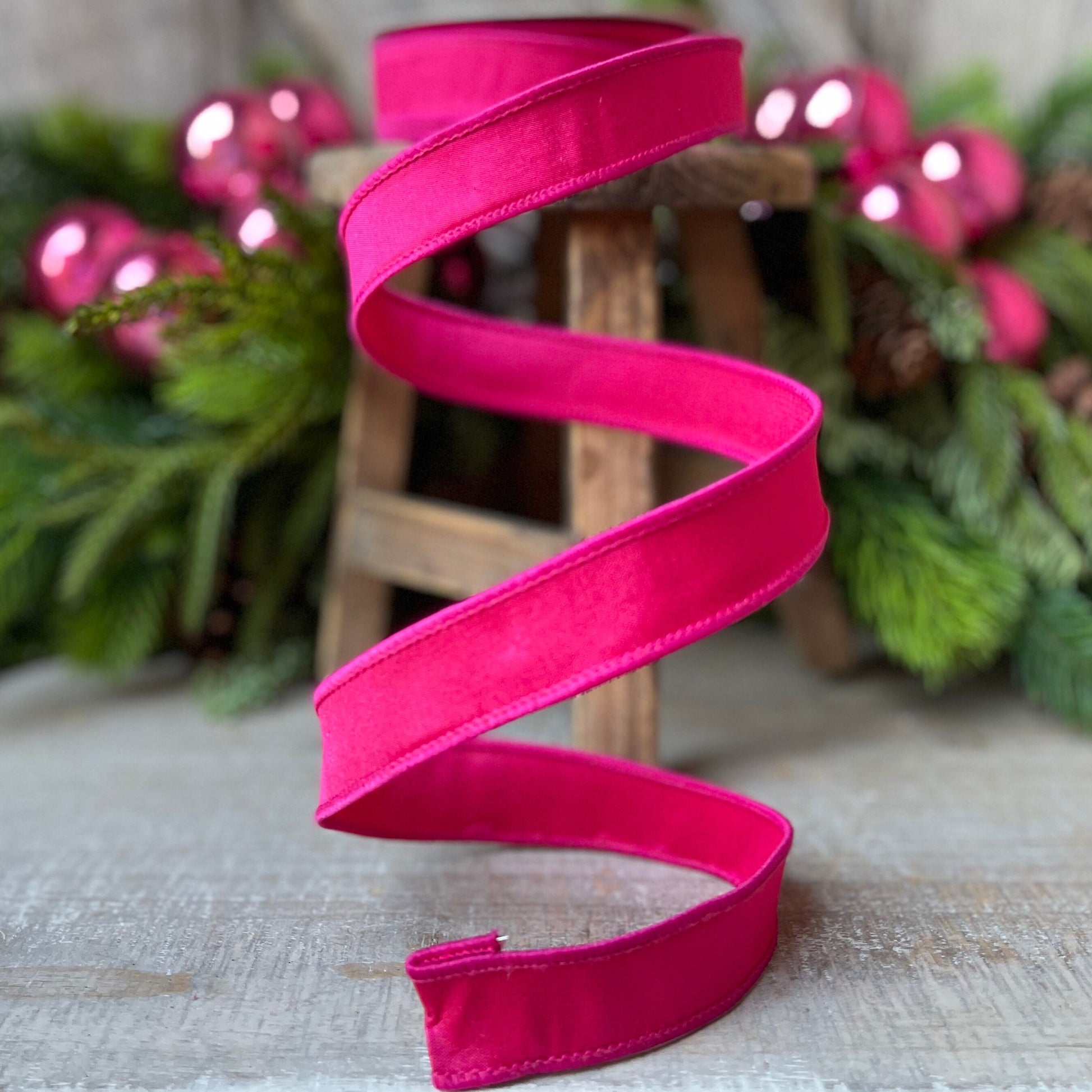 1" Hot Pink Taffeta Wired Ribbon, Farrisilk Ribbon, 1 inch ribbon