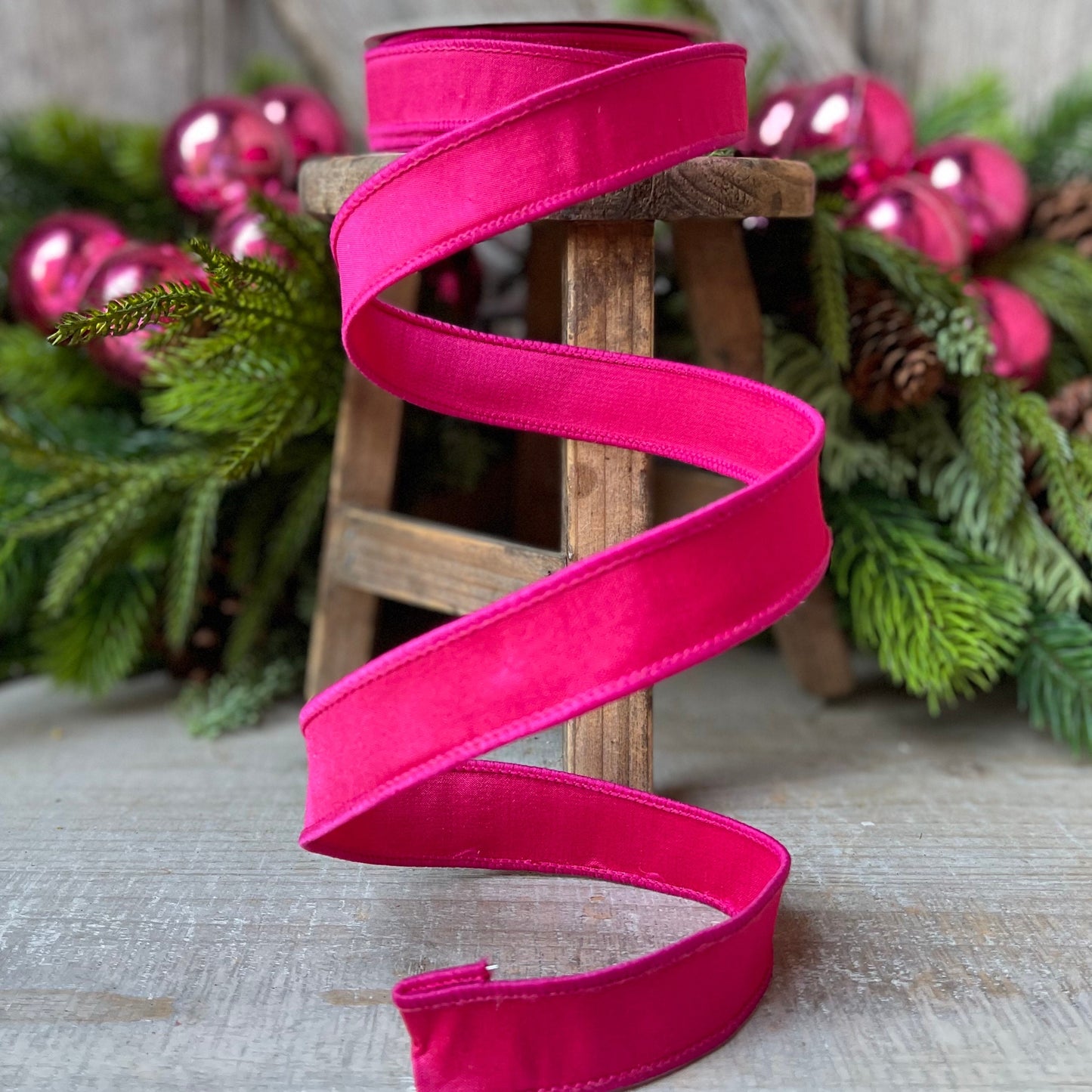 1" Hot Pink Taffeta Wired Ribbon, Farrisilk Ribbon, 1 inch ribbon