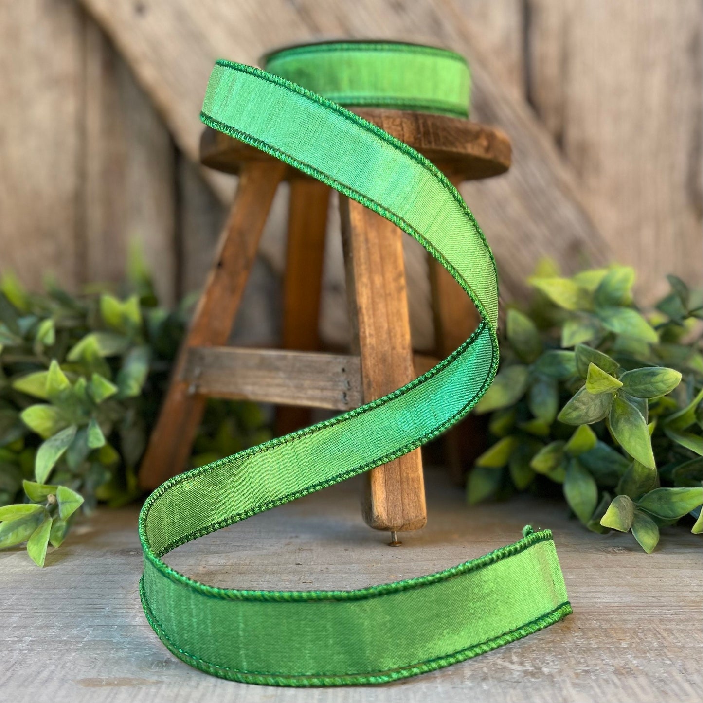 1" Green Luster Ribbon, Farrisilk