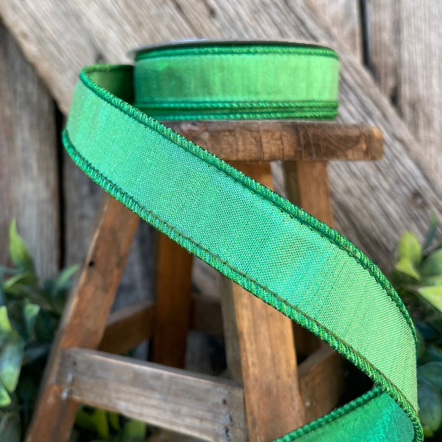 1" Green Luster Ribbon, Farrisilk