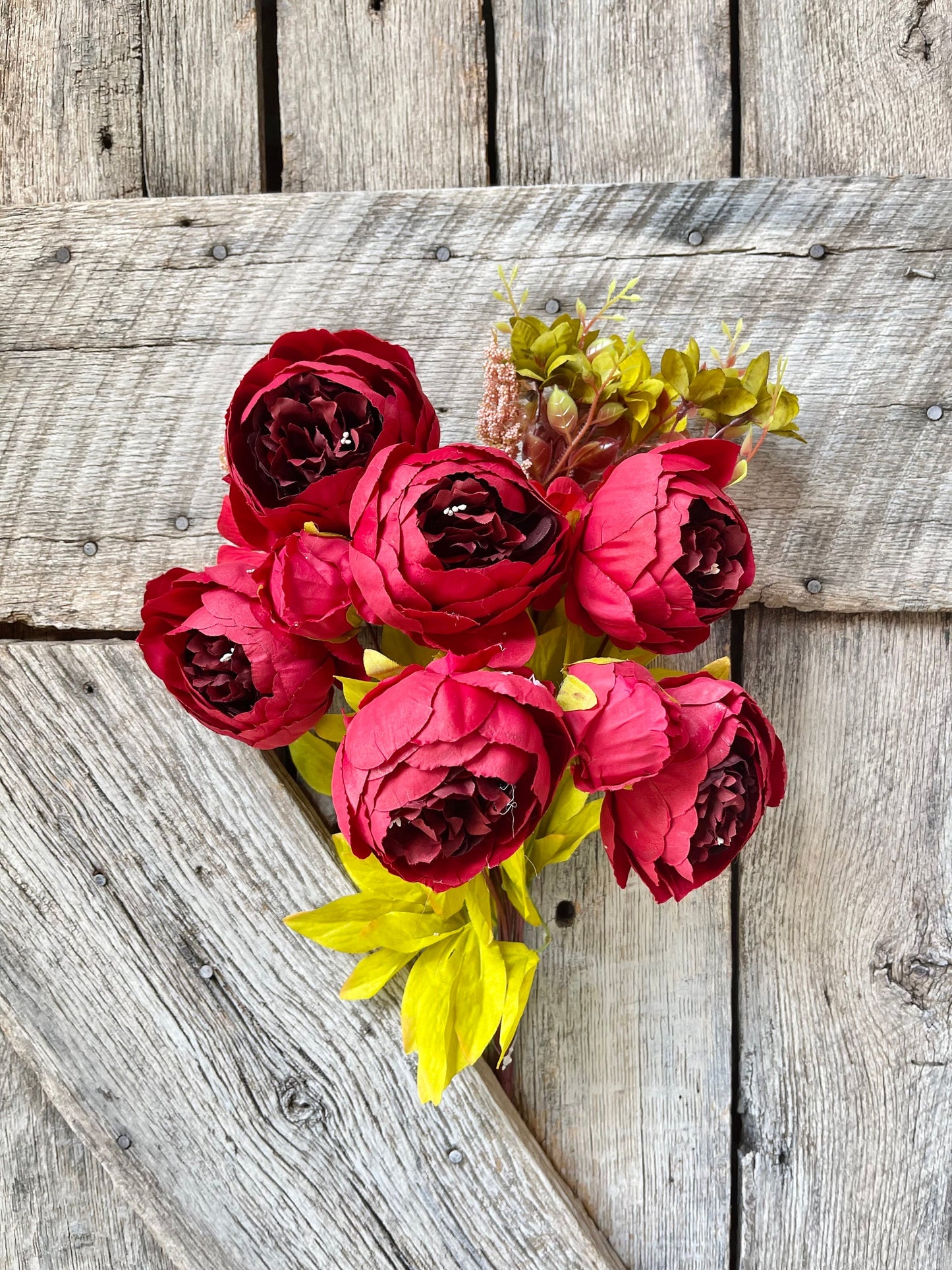 Red Fall Peony Bush, Fall Floral Bush, Artificial Floral Bush