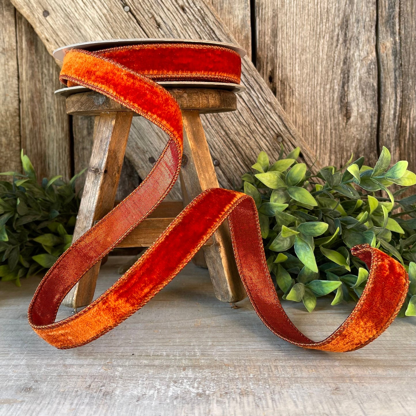 1" Cinnamon Velvet, Farrisilk ribbon, fall velvet
