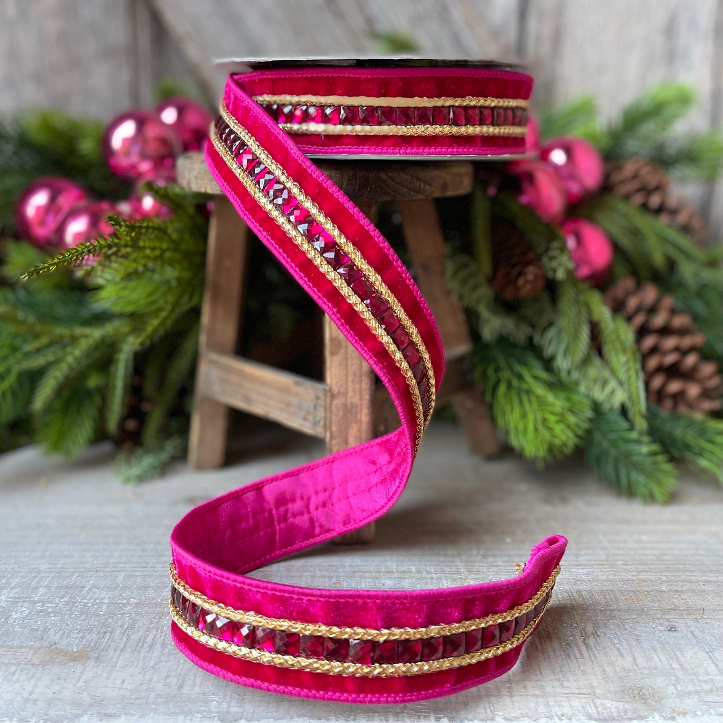 1.5" Hot Pink Gemstones, Farrisilk