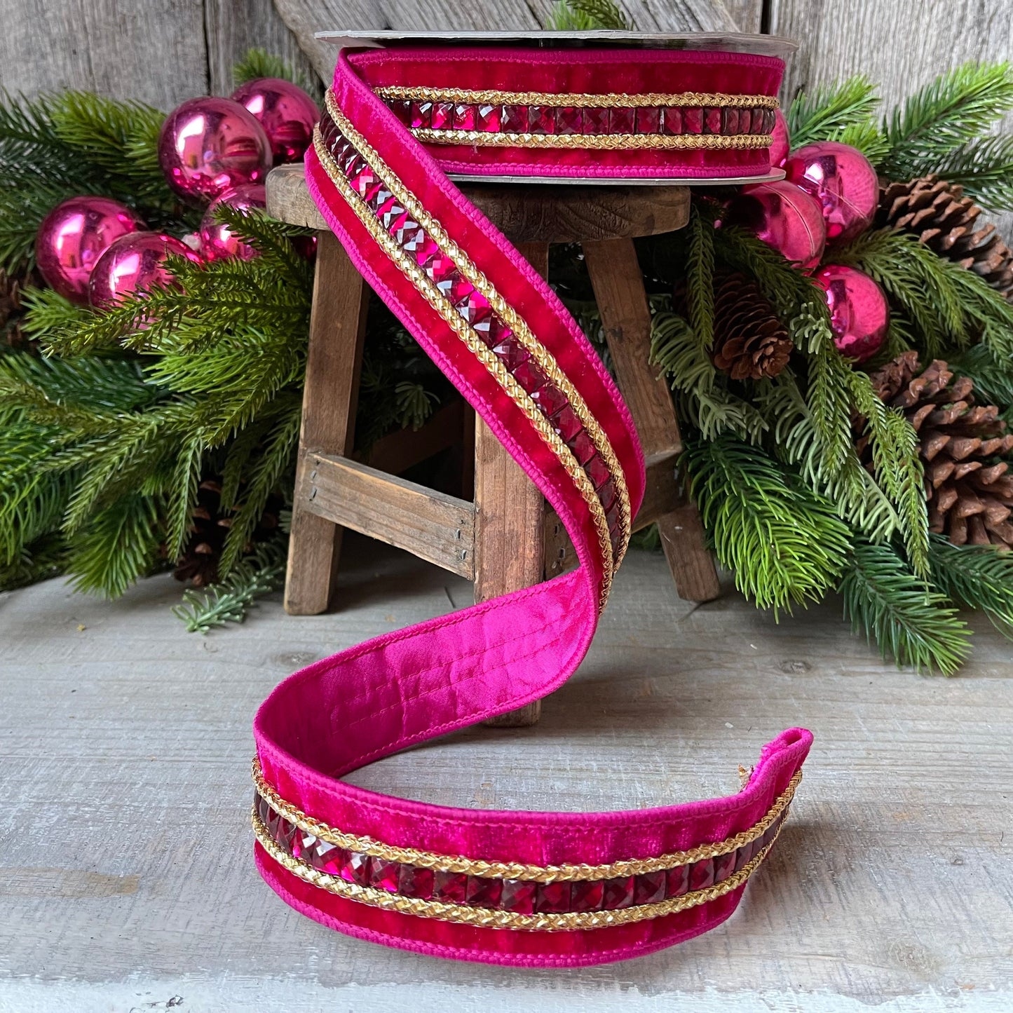 1.5" Hot Pink Gemstones, Farrisilk