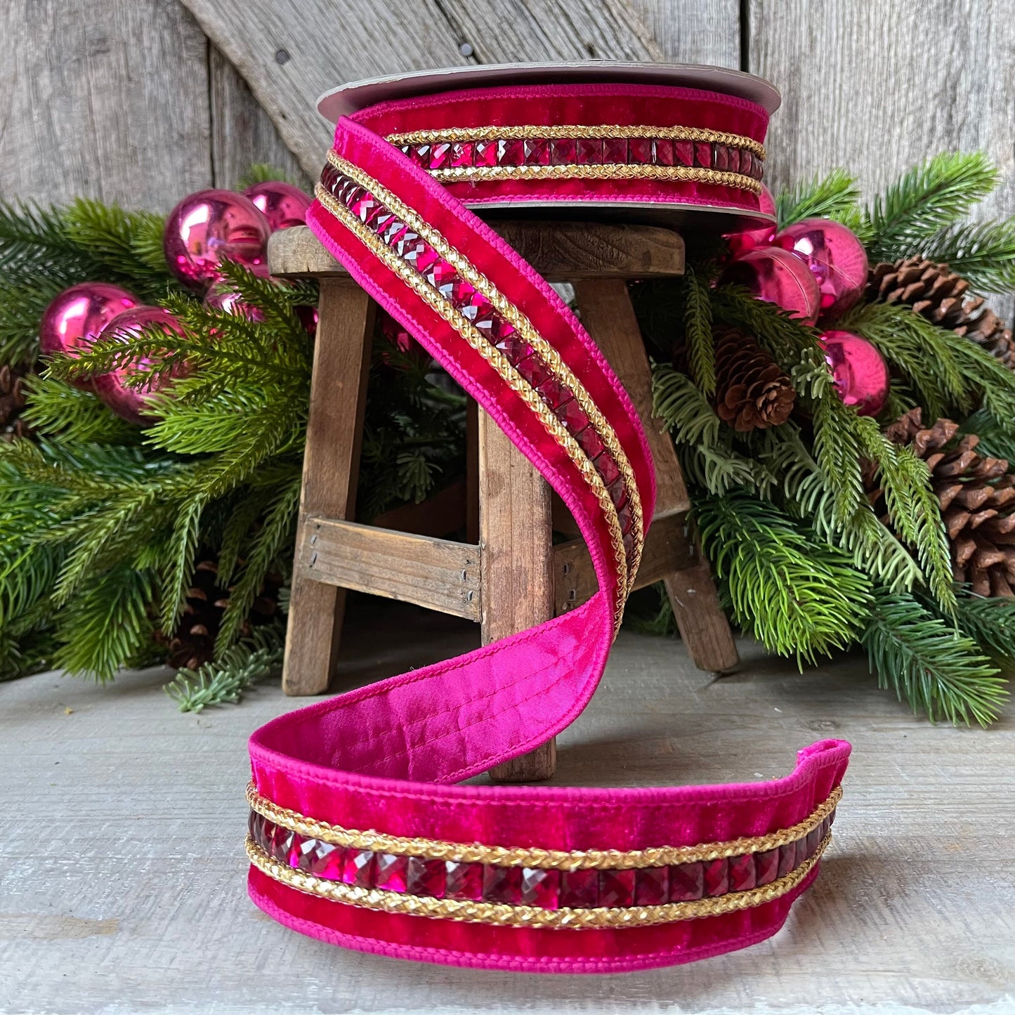 1.5" Hot Pink Gemstones, Farrisilk