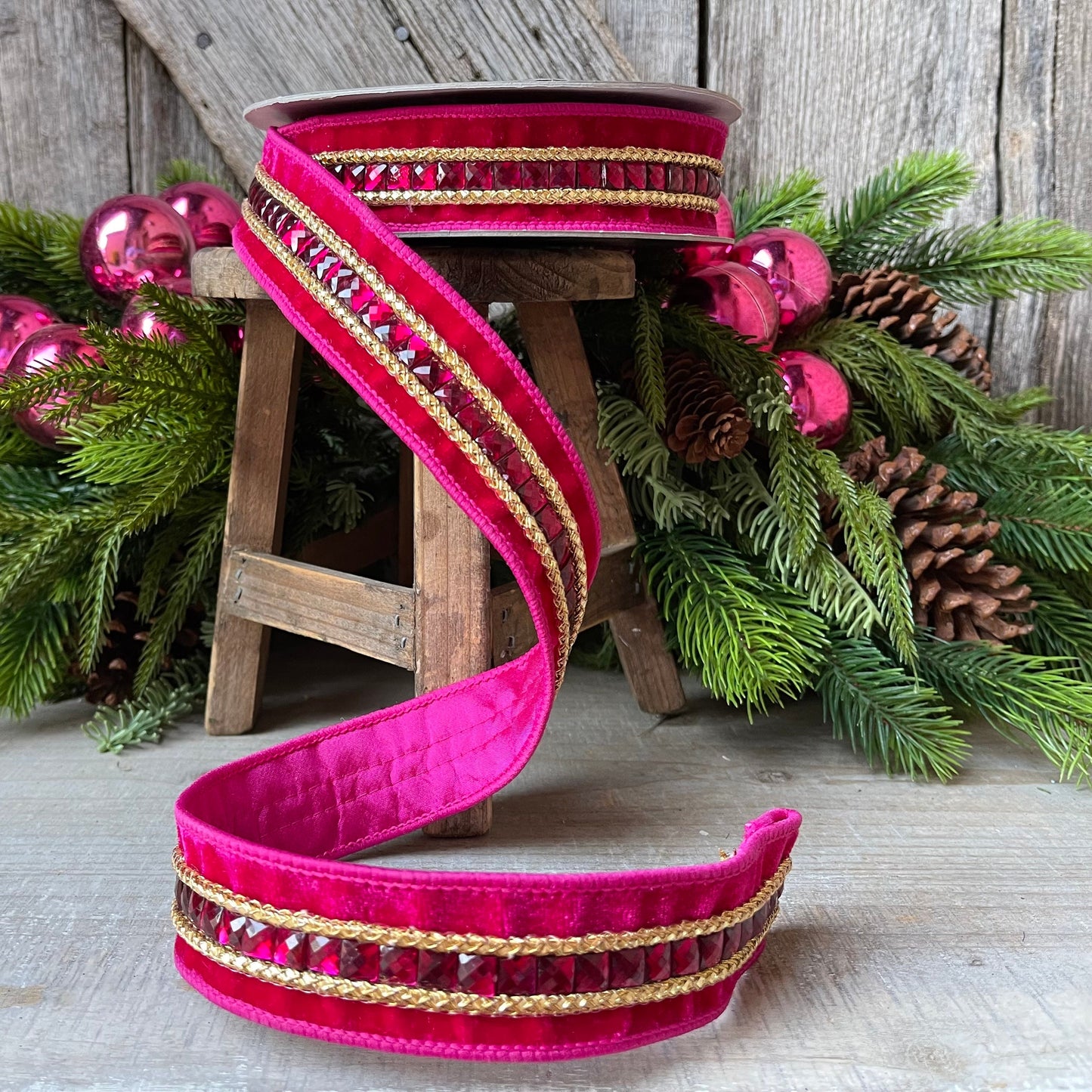 1.5" Hot Pink Gemstones, Farrisilk