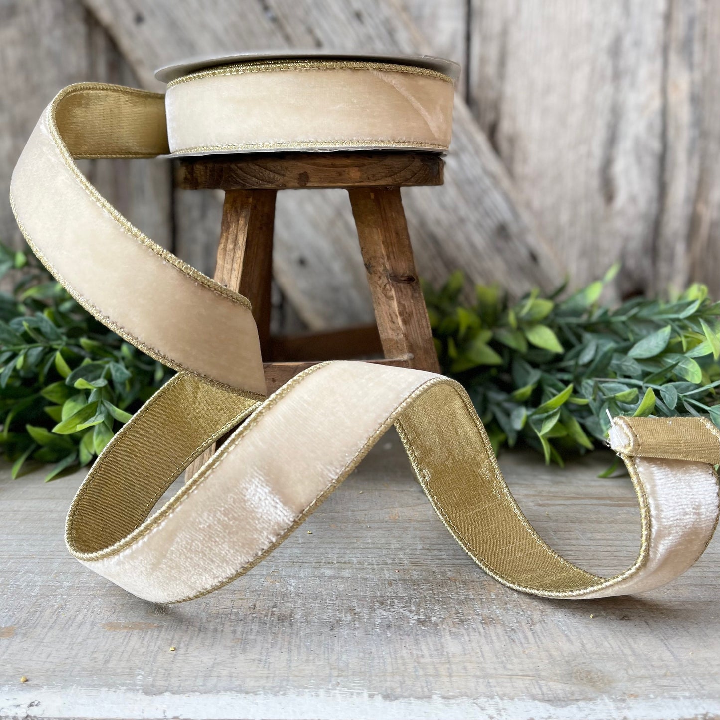 1.5" Cream White Flashy Velvet, Farrisilk Ribbon