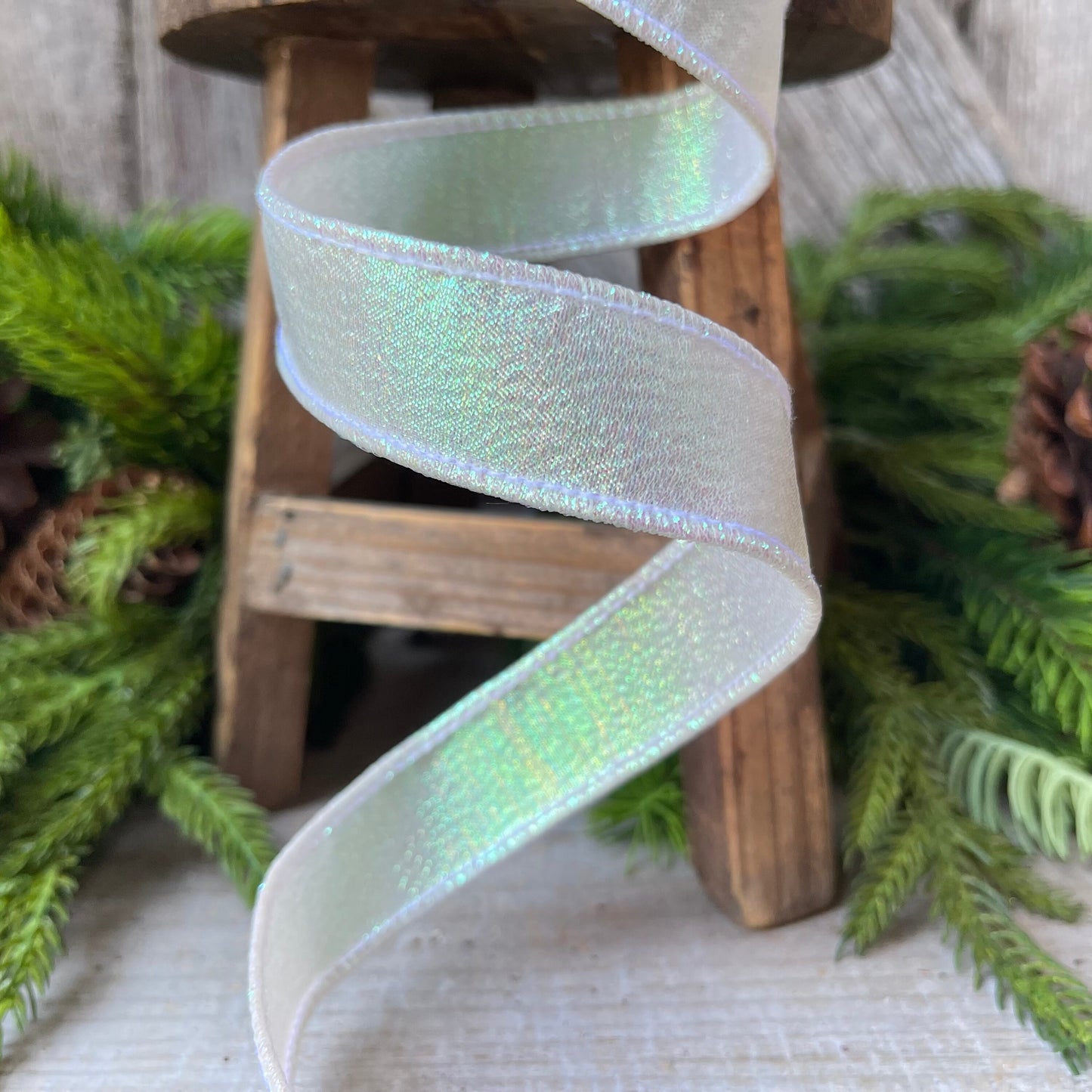 1" IRIDESCENT WHITE Luster, Farrisilk Ribbon