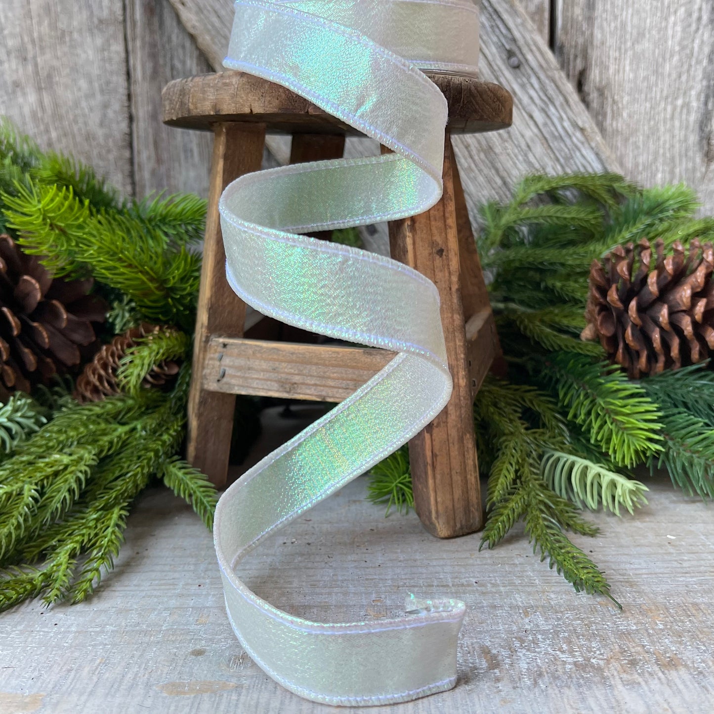 1" IRIDESCENT WHITE Luster, Farrisilk Ribbon