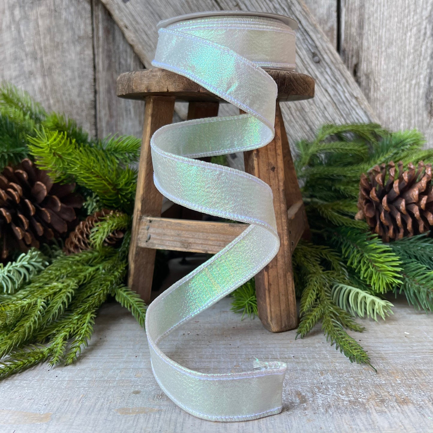 1" IRIDESCENT WHITE Luster, Farrisilk Ribbon