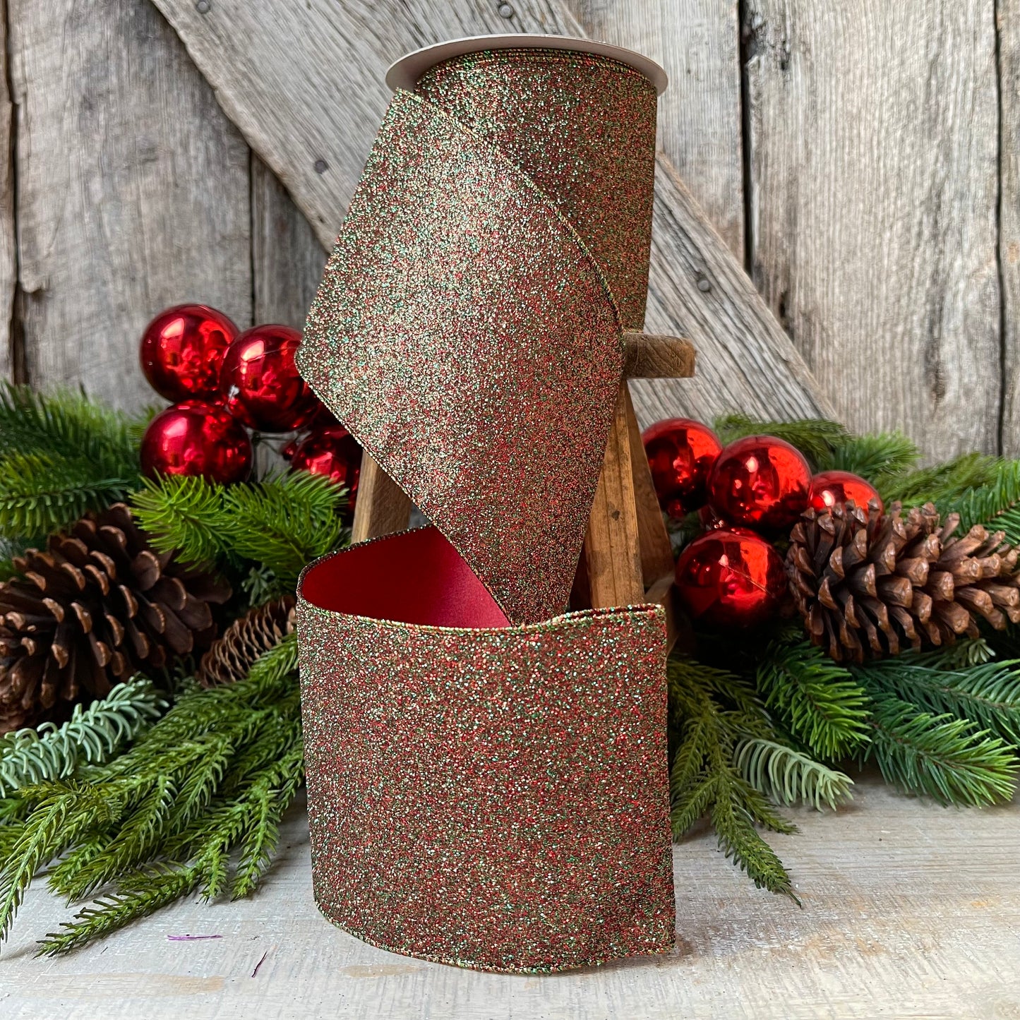 4" Ruby Emerald Diamond Dust by Farrisilk, Farrisilk Ribbon