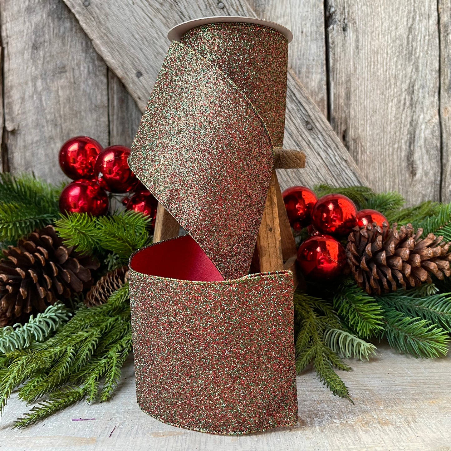 4" Ruby Emerald Diamond Dust by Farrisilk, Farrisilk Ribbon