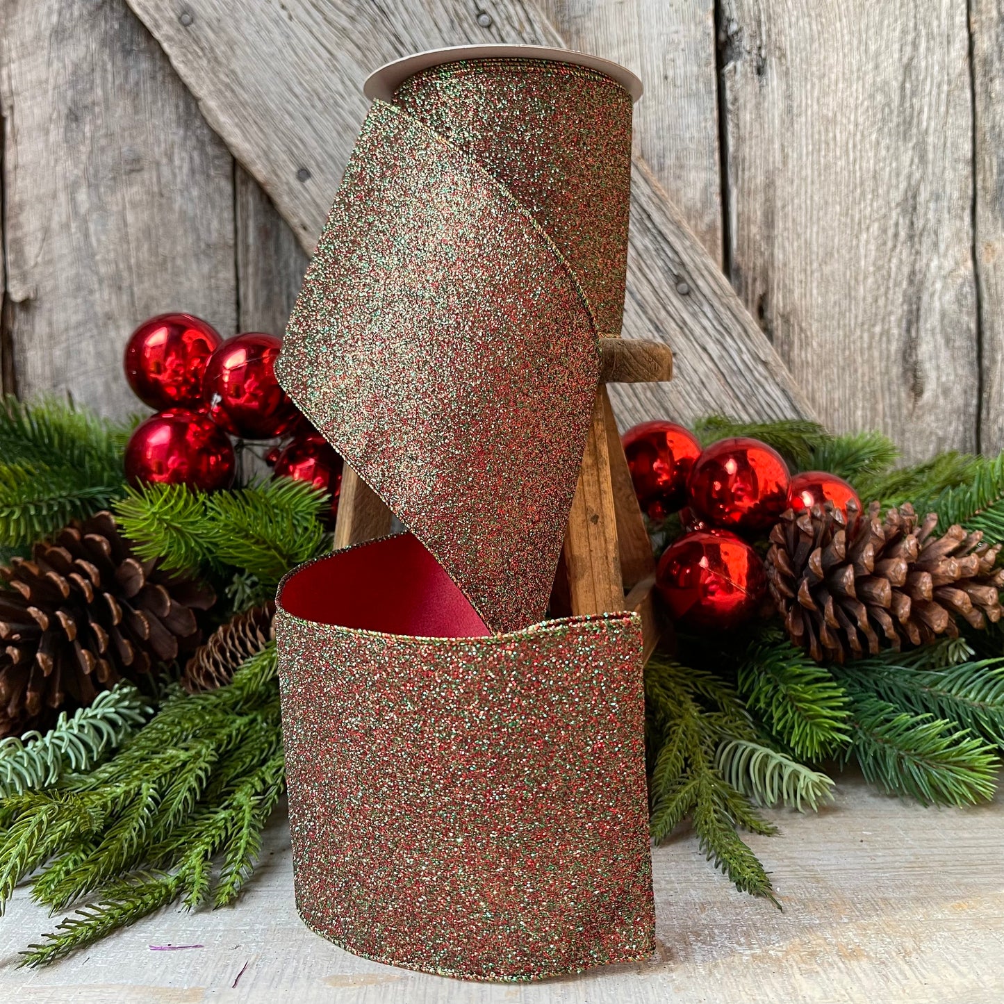 4" Ruby Emerald Diamond Dust by Farrisilk, Farrisilk Ribbon