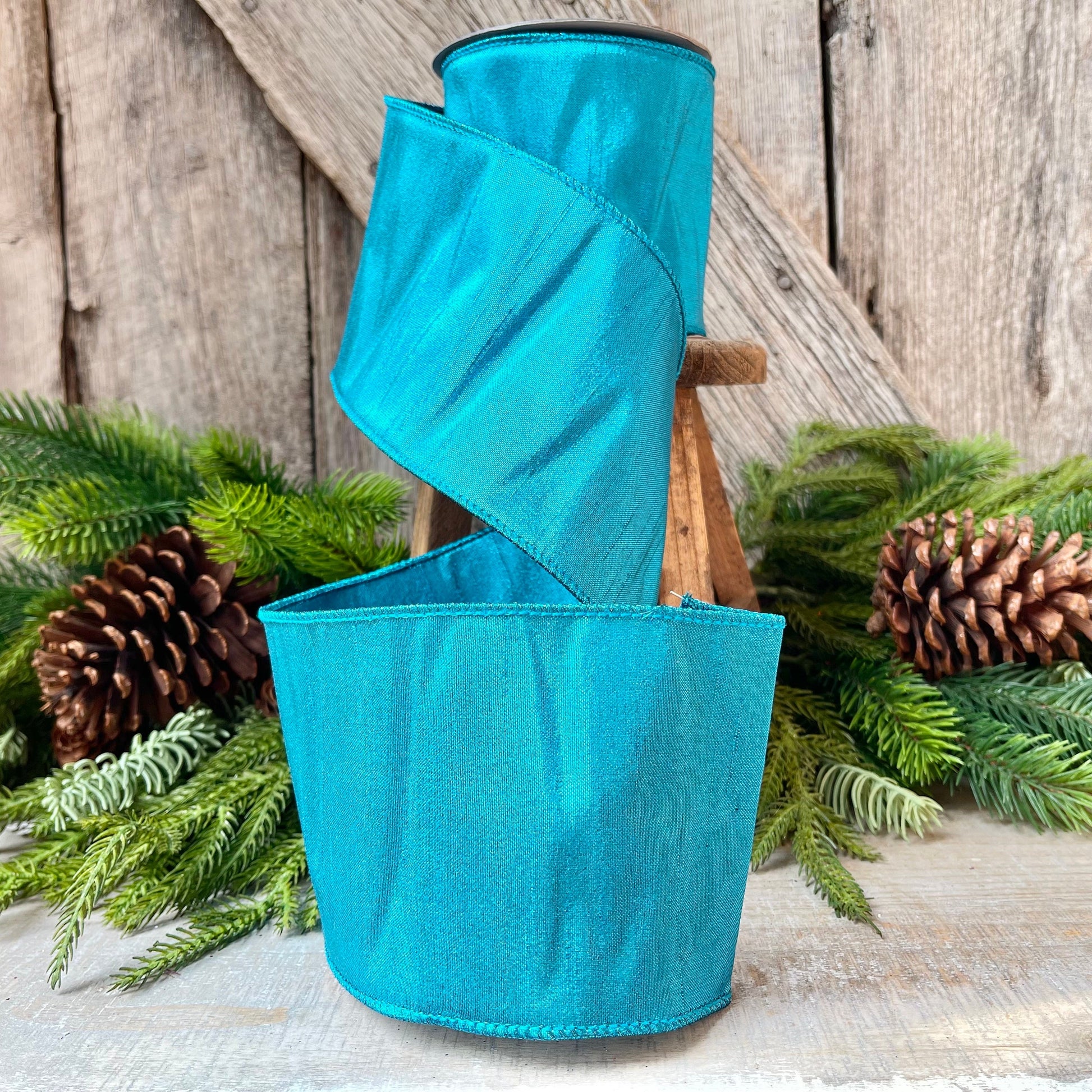 4" Turquoise Ribbon, Ribbon, Teal Shimmer Ribbon