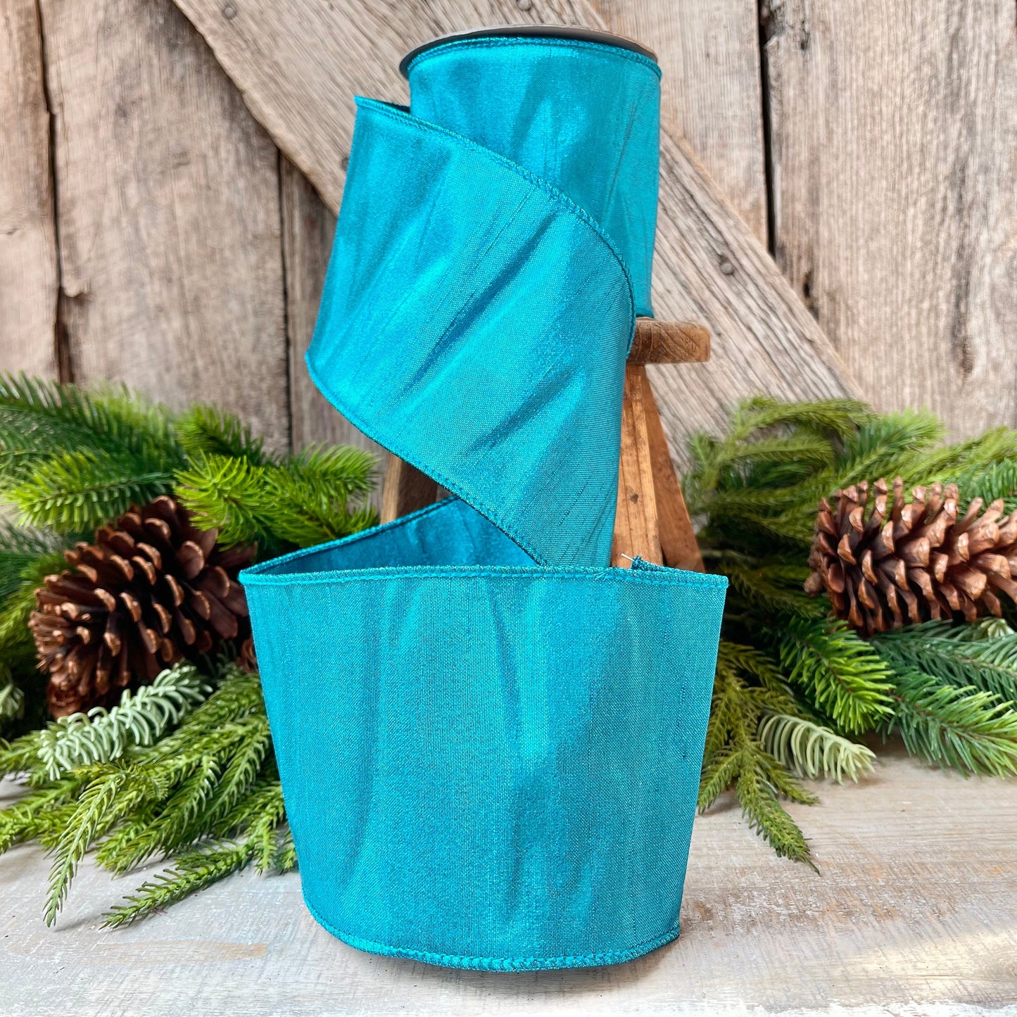 4" Turquoise Ribbon, Ribbon, Teal Shimmer Ribbon