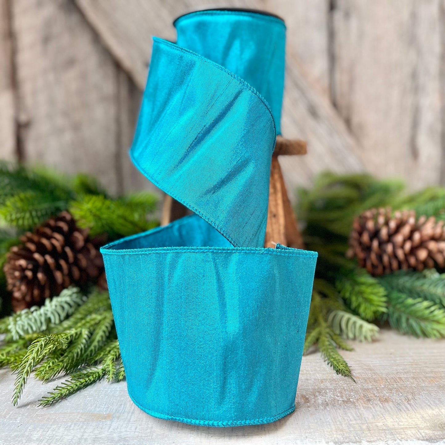 4" Turquoise Luster Ribbon, Farrisilk Ribbon