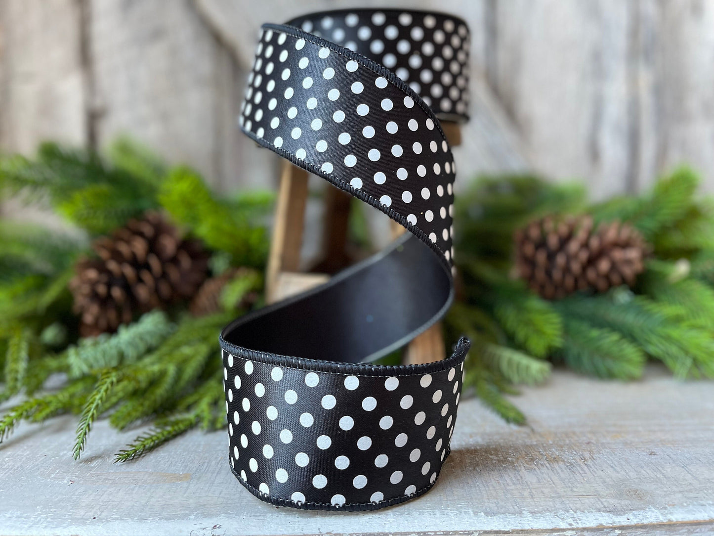 2.5" Black White Mini Dots, Farrisilk Ribbon, Polka Dot RIbbon